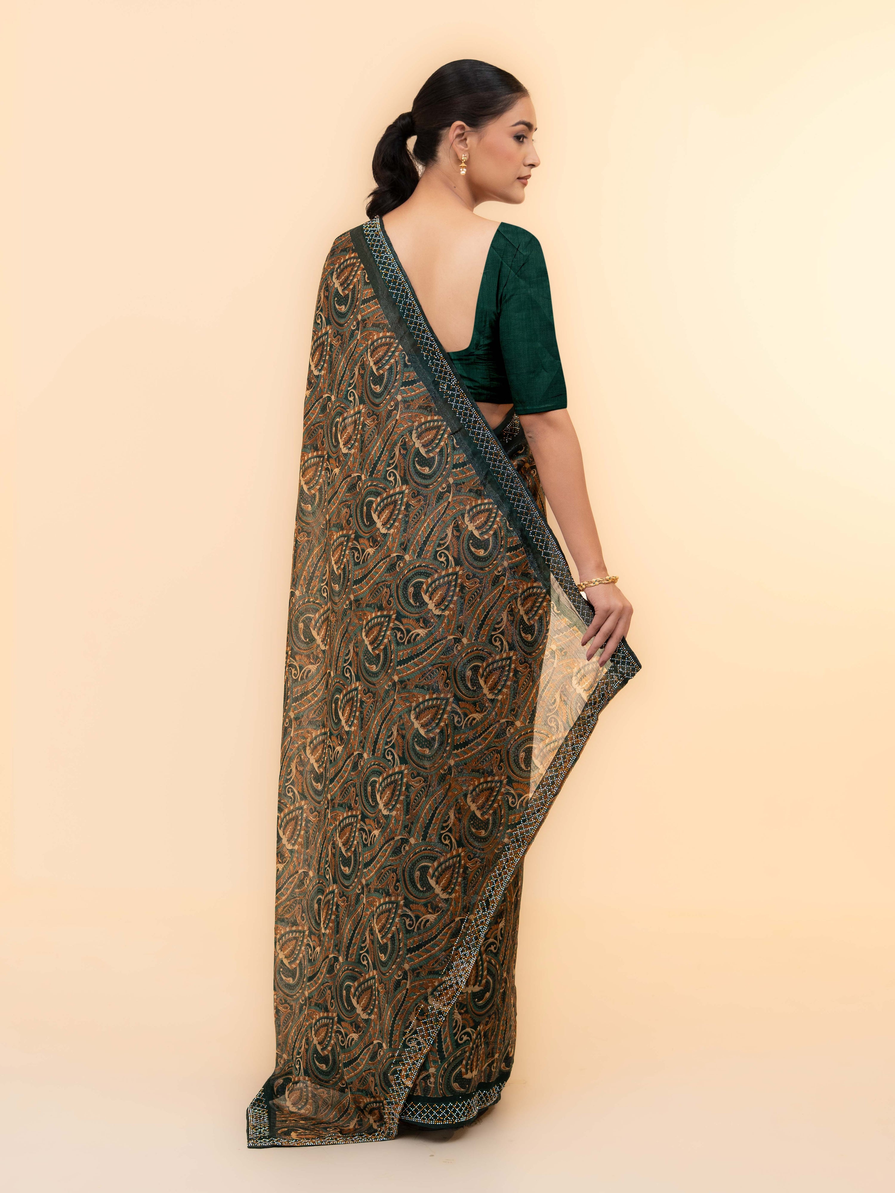Dark Green Soft Georgette Saree