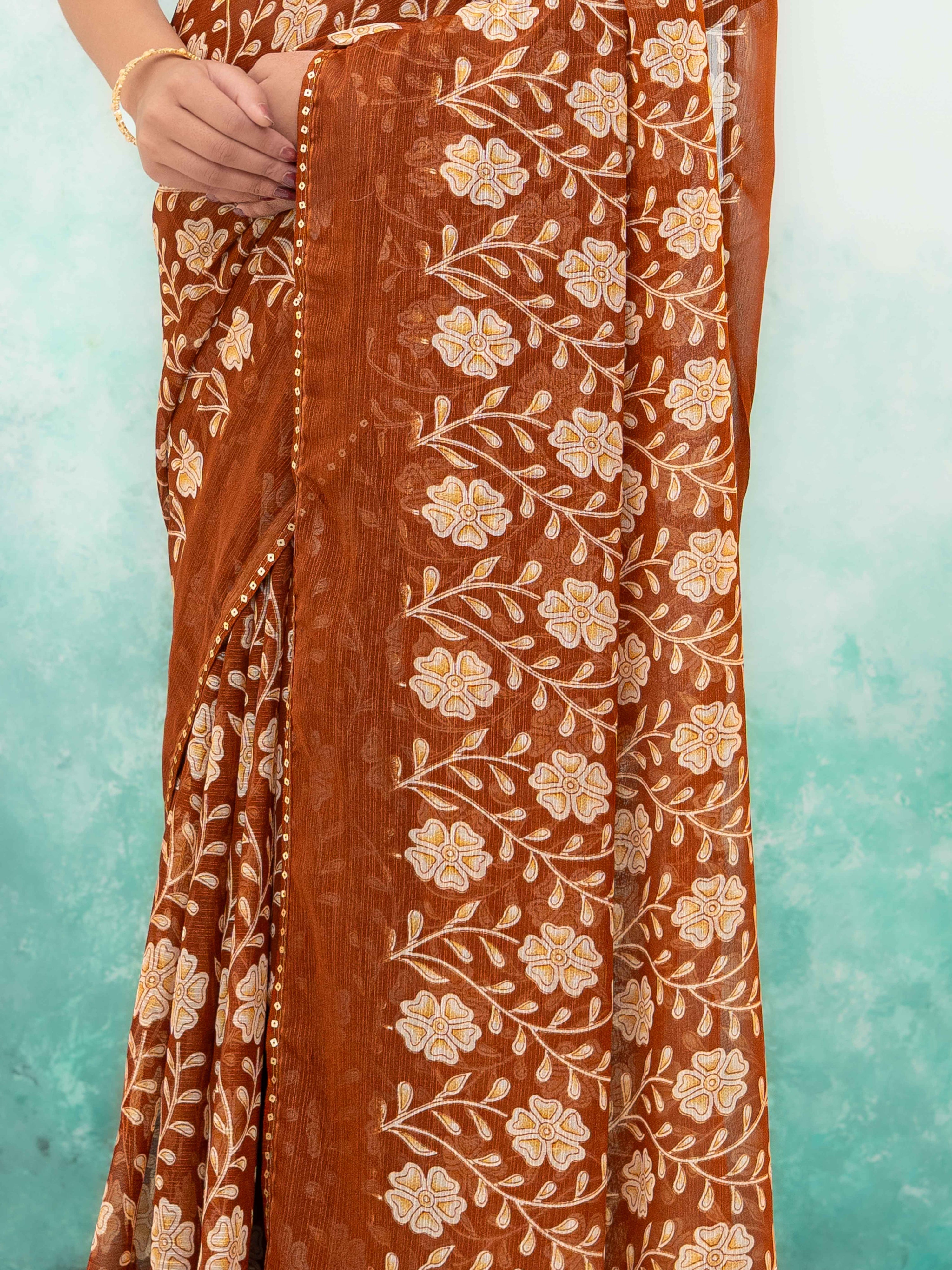 Brown Soft Georgette Saree