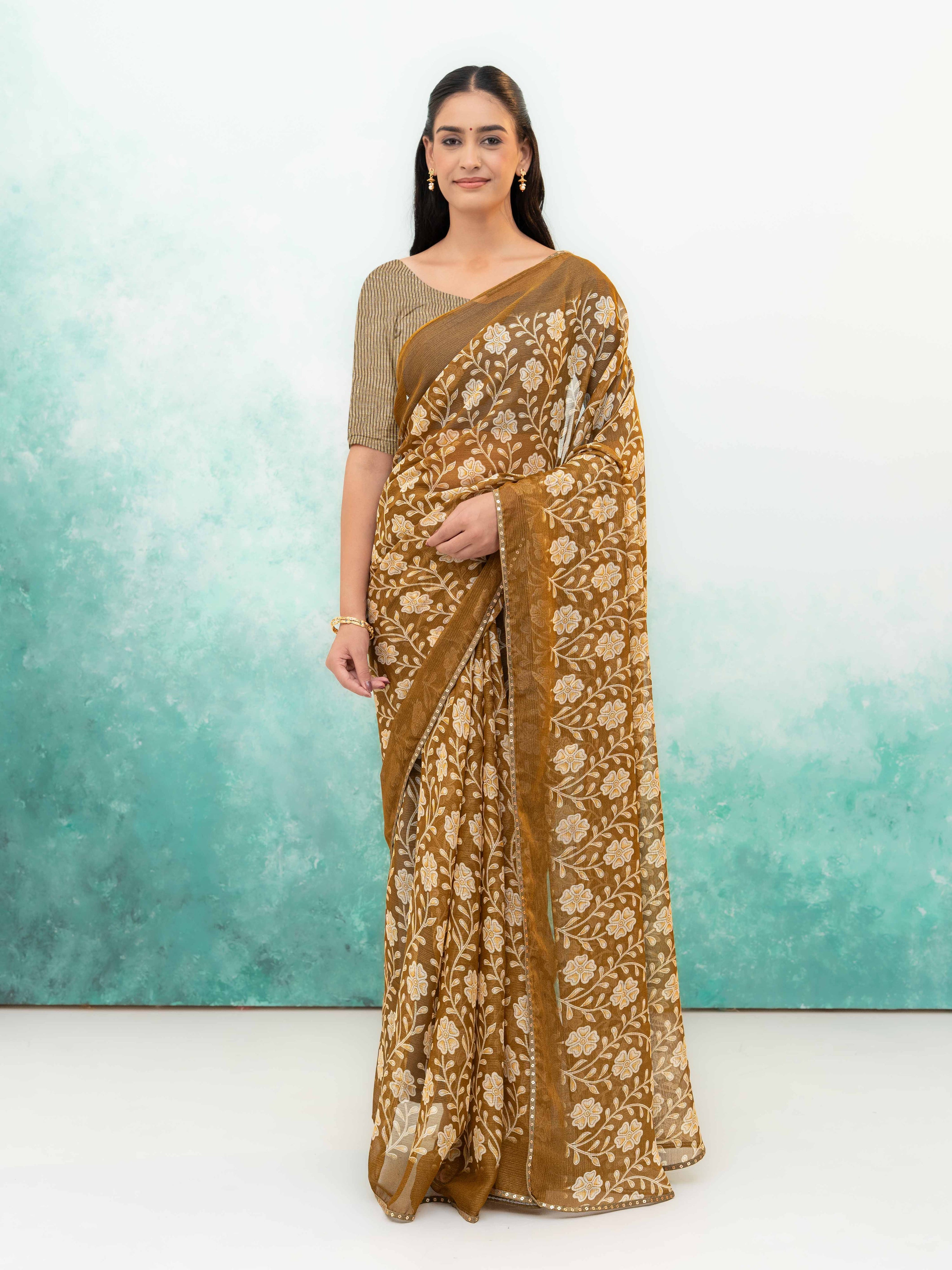 Beige Soft Georgette Saree