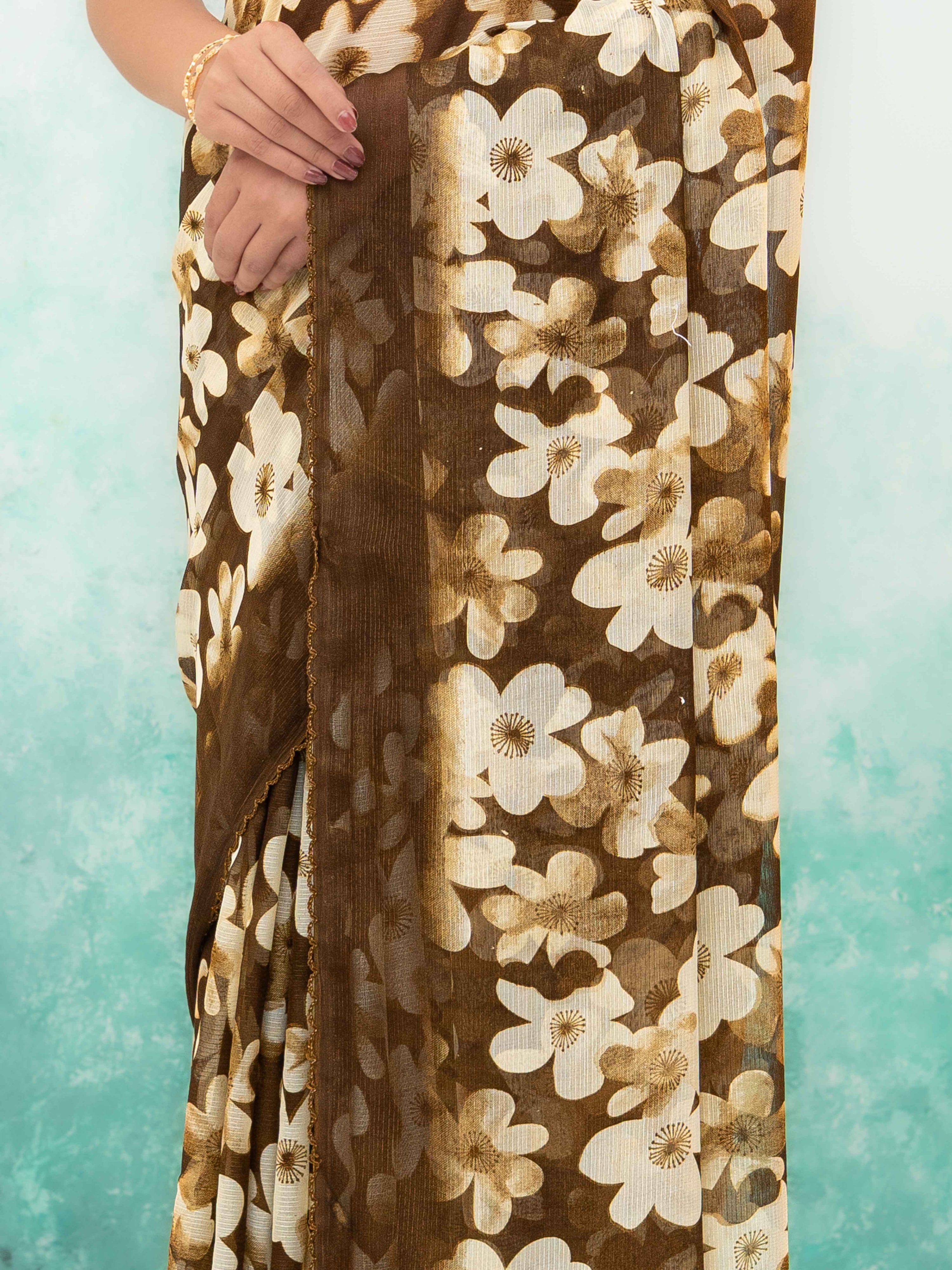 Coffee brown Chiffon Saree