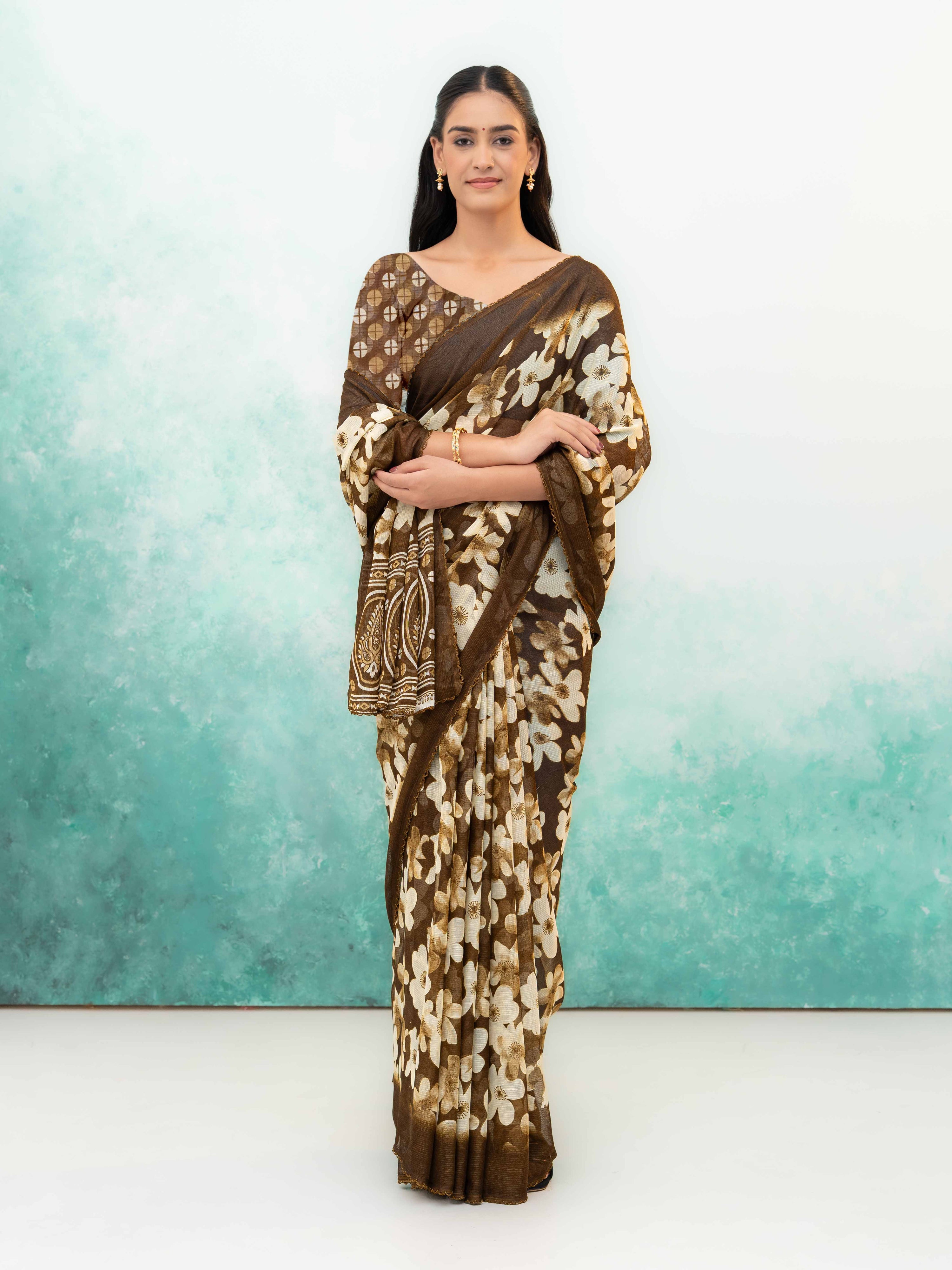 Coffee brown Chiffon Saree