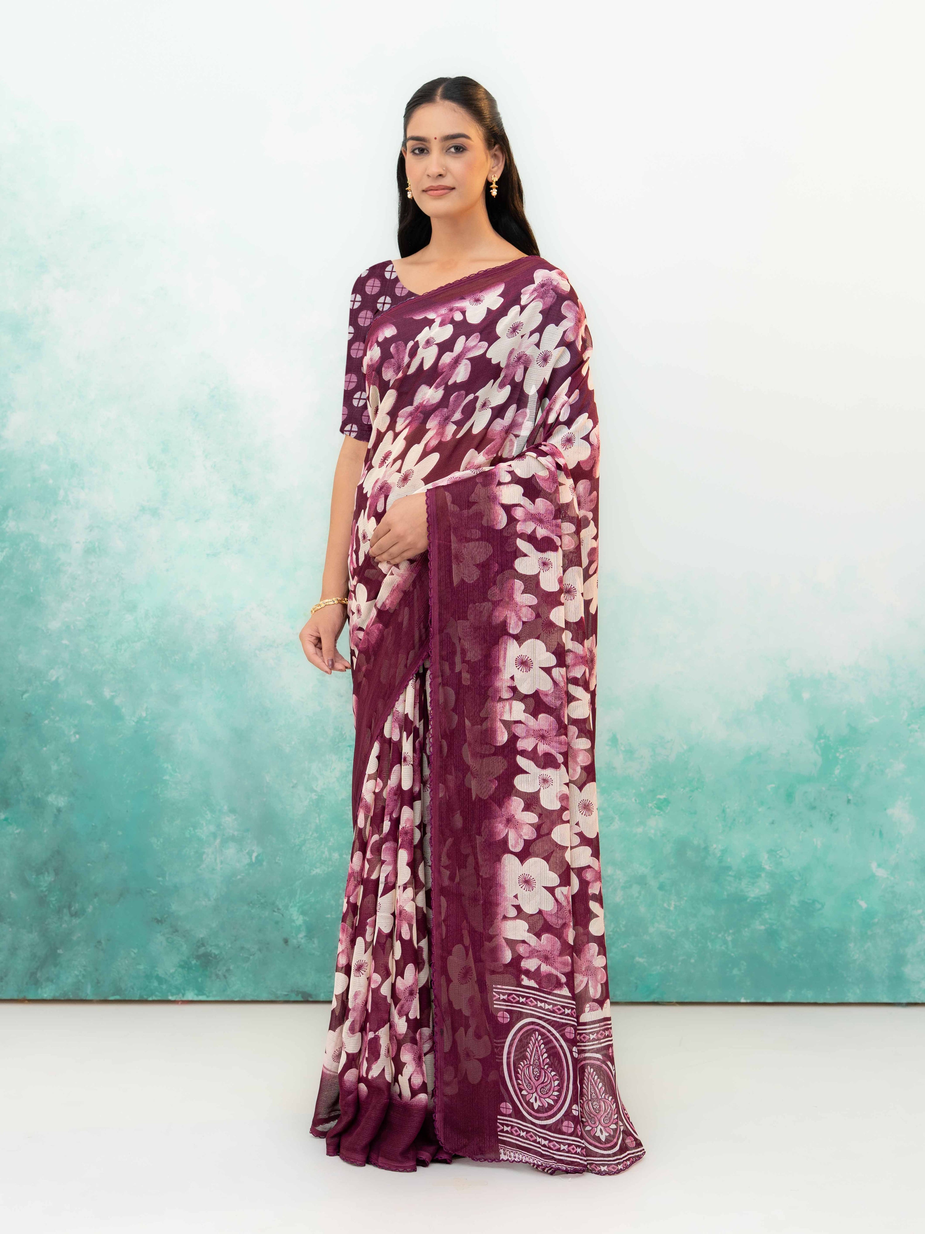 Purple Chiffon Saree