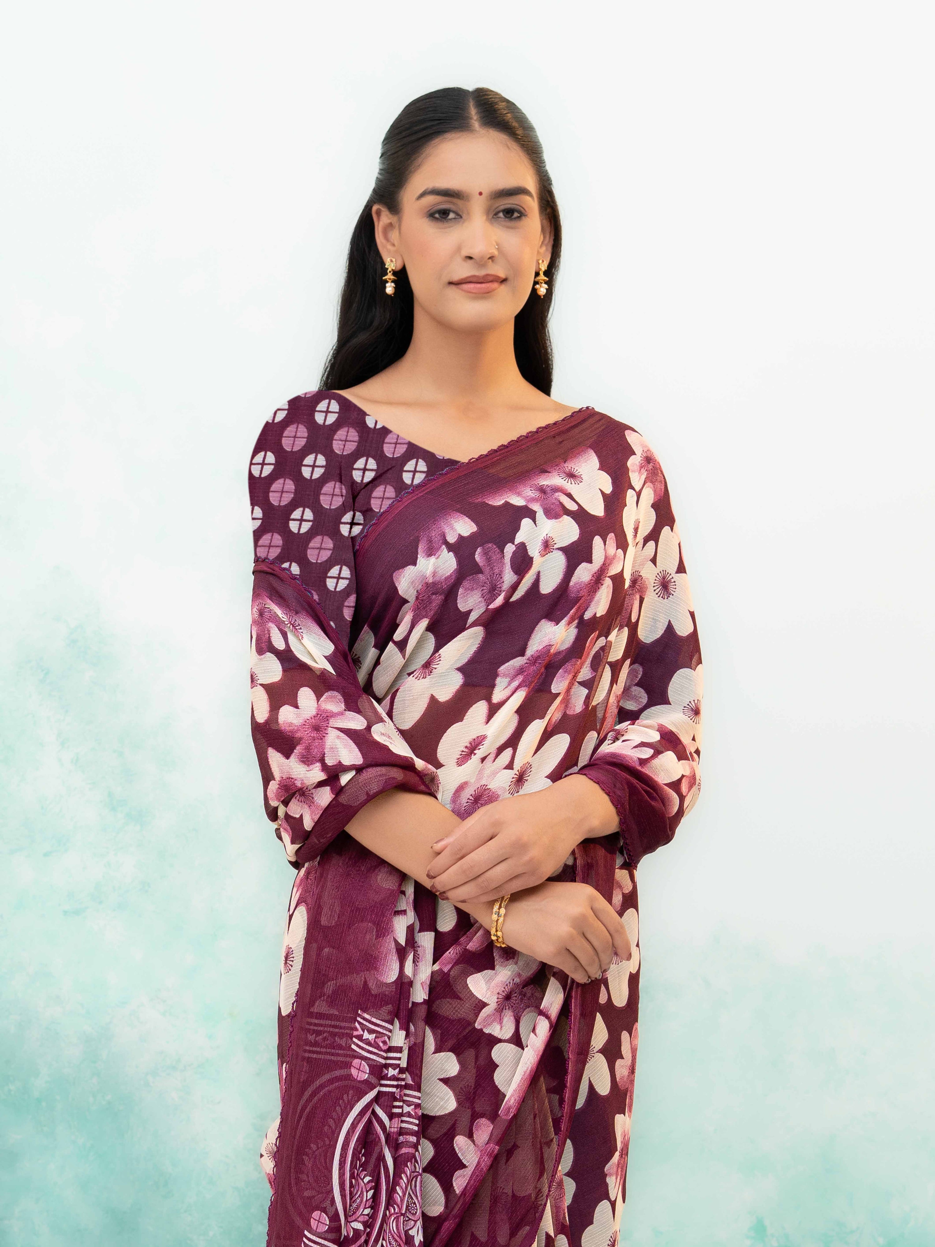 Purple Chiffon Saree