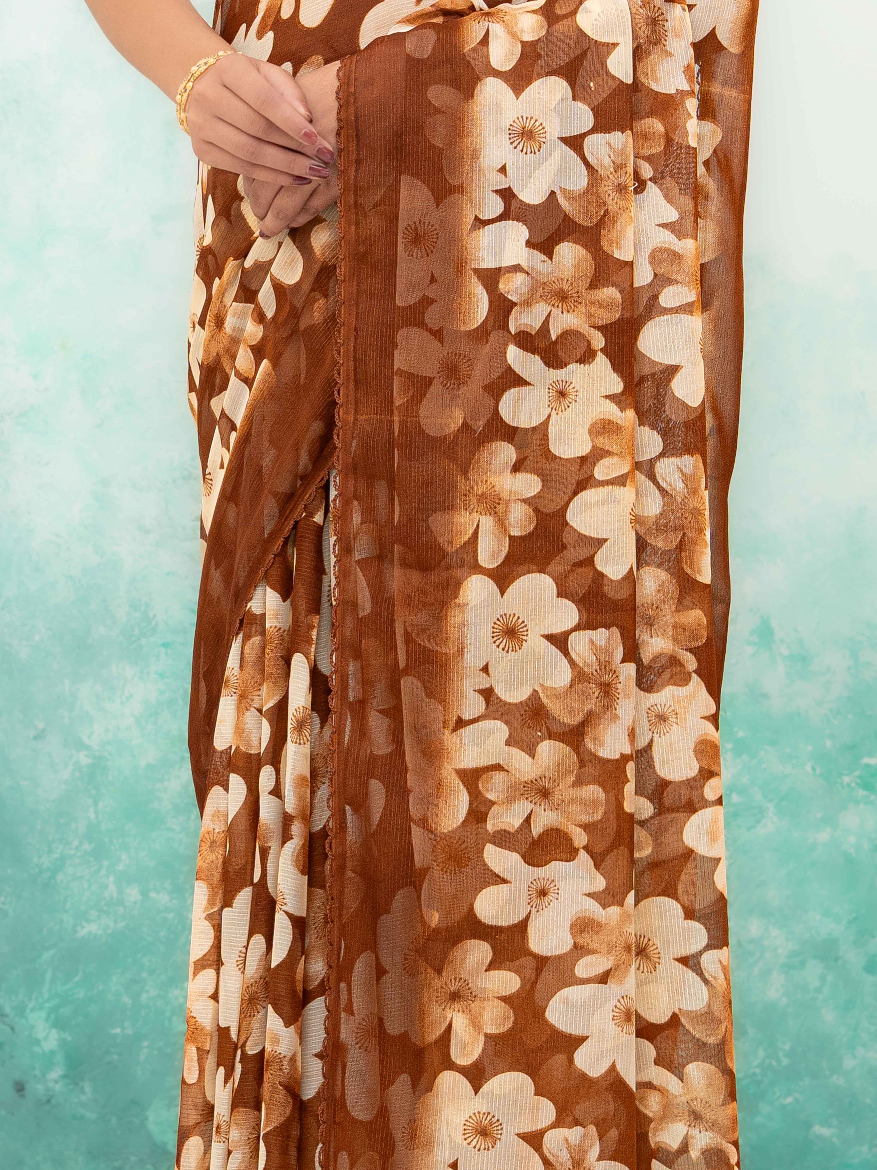 Brown Chiffon Saree
