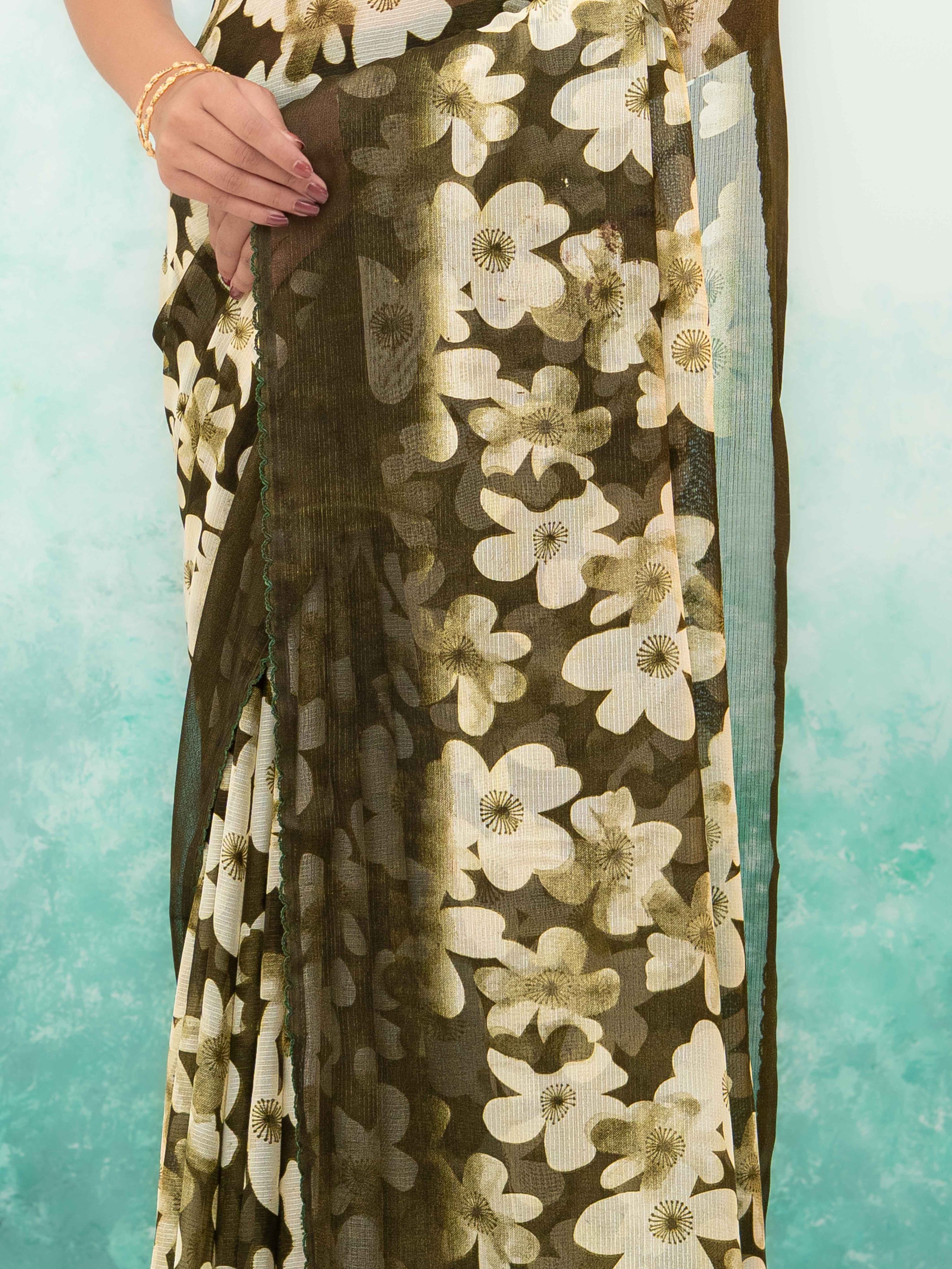 Green Chiffon Saree