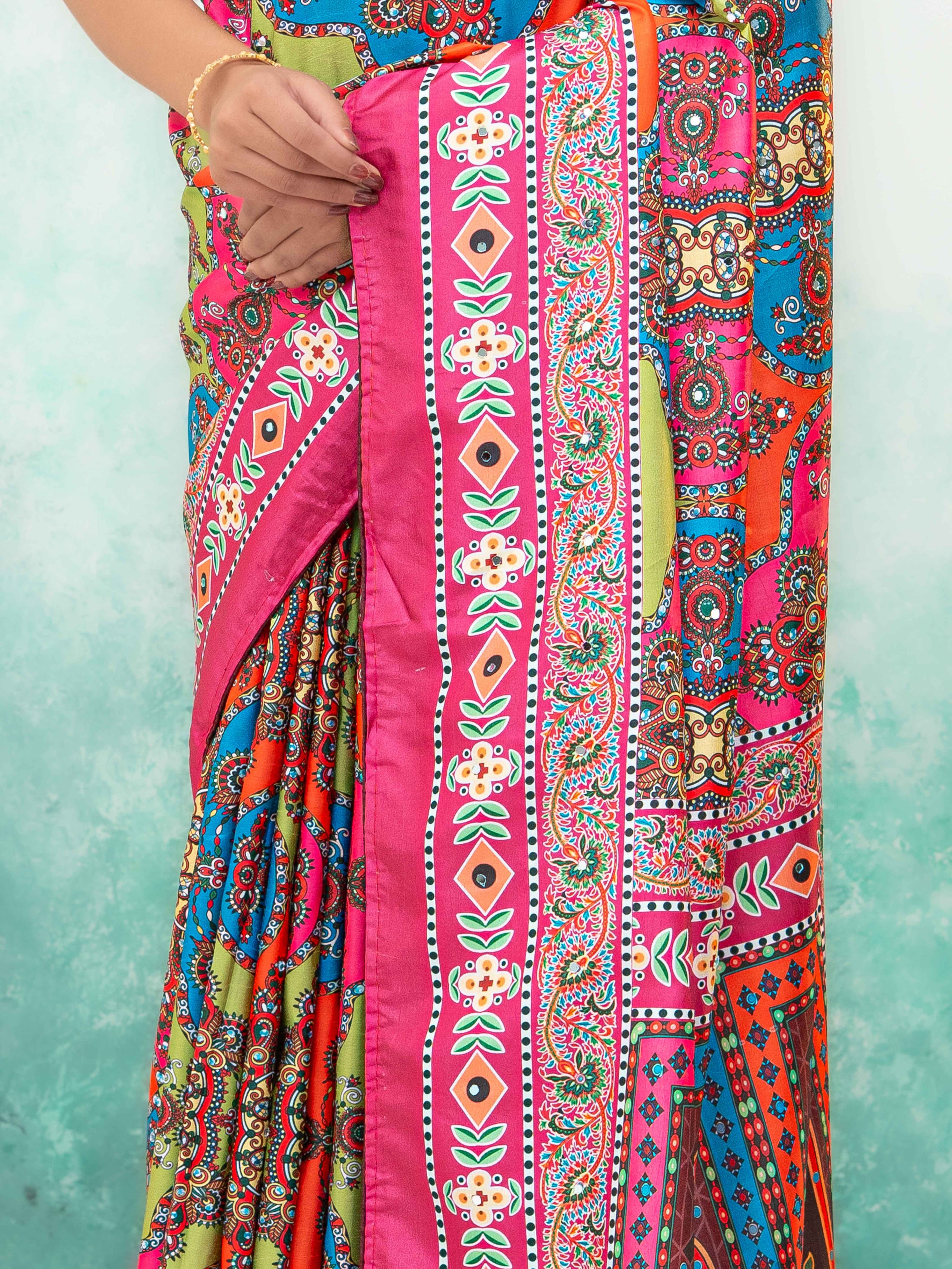 Rani Pink Crepe Silk Saree