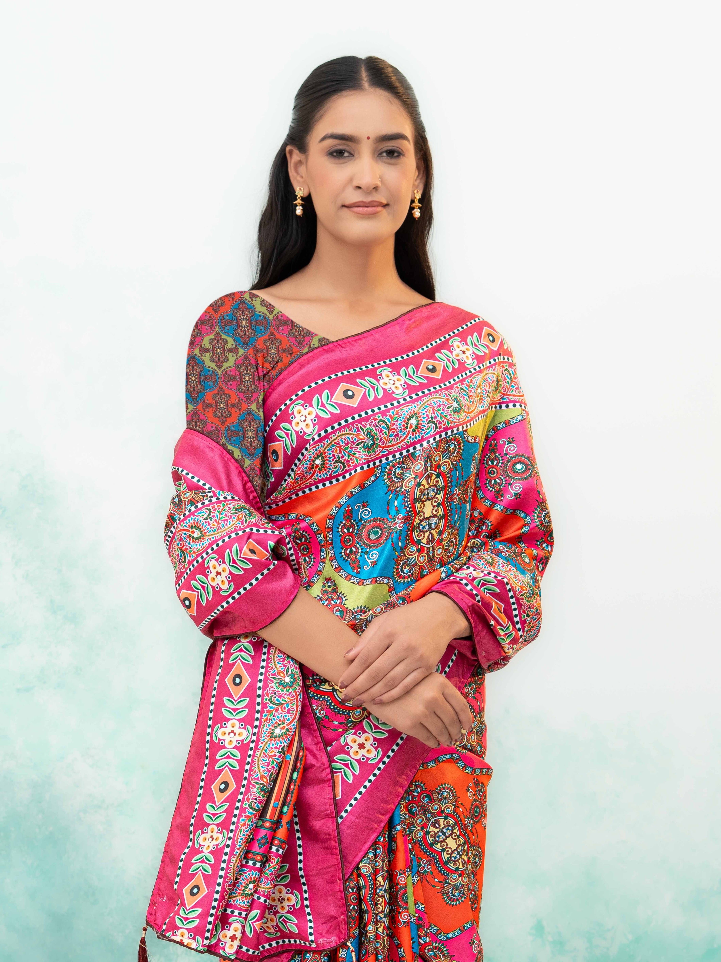 Rani Pink Crepe Silk Saree