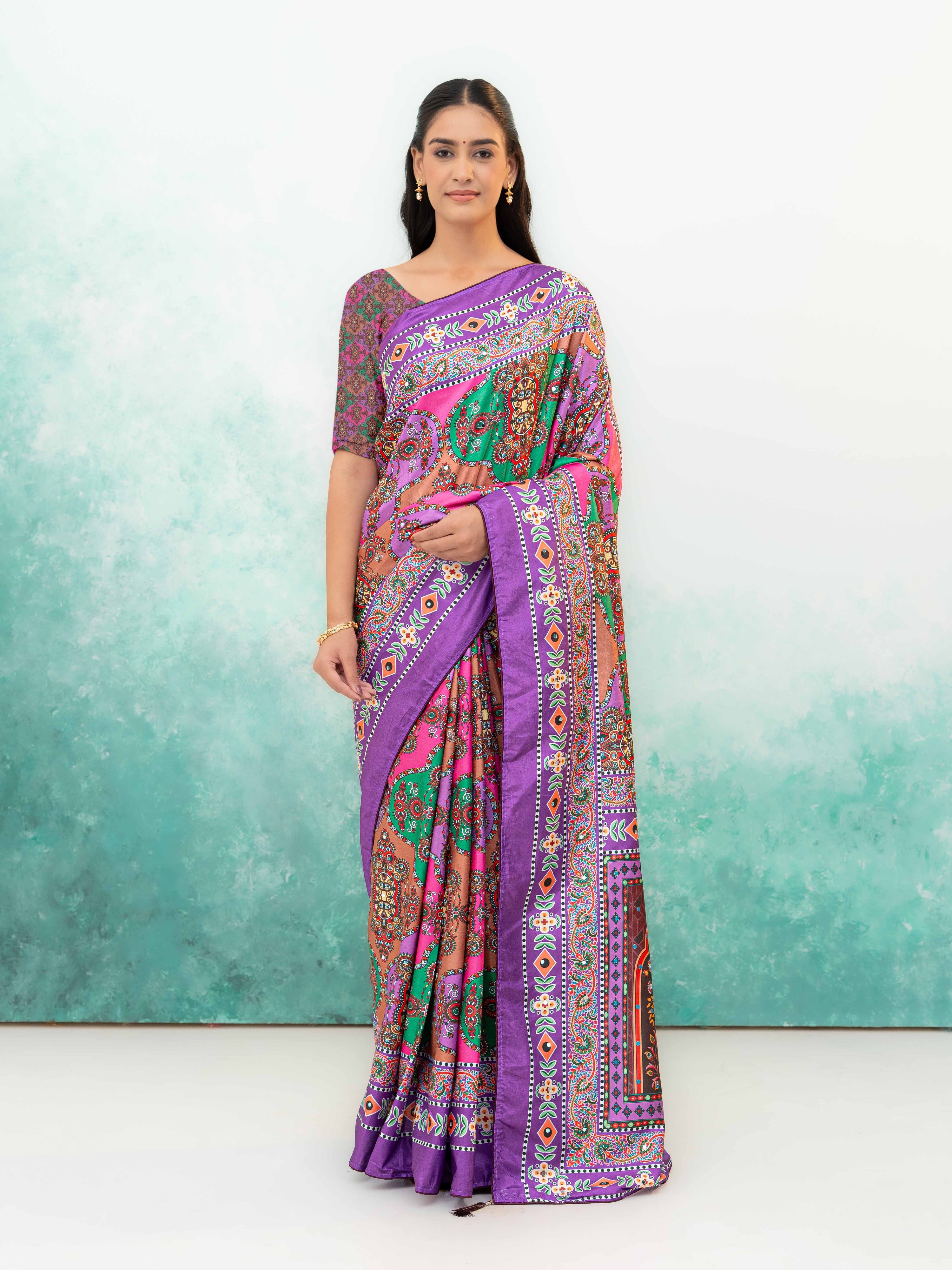Purple Crepe Silk Saree