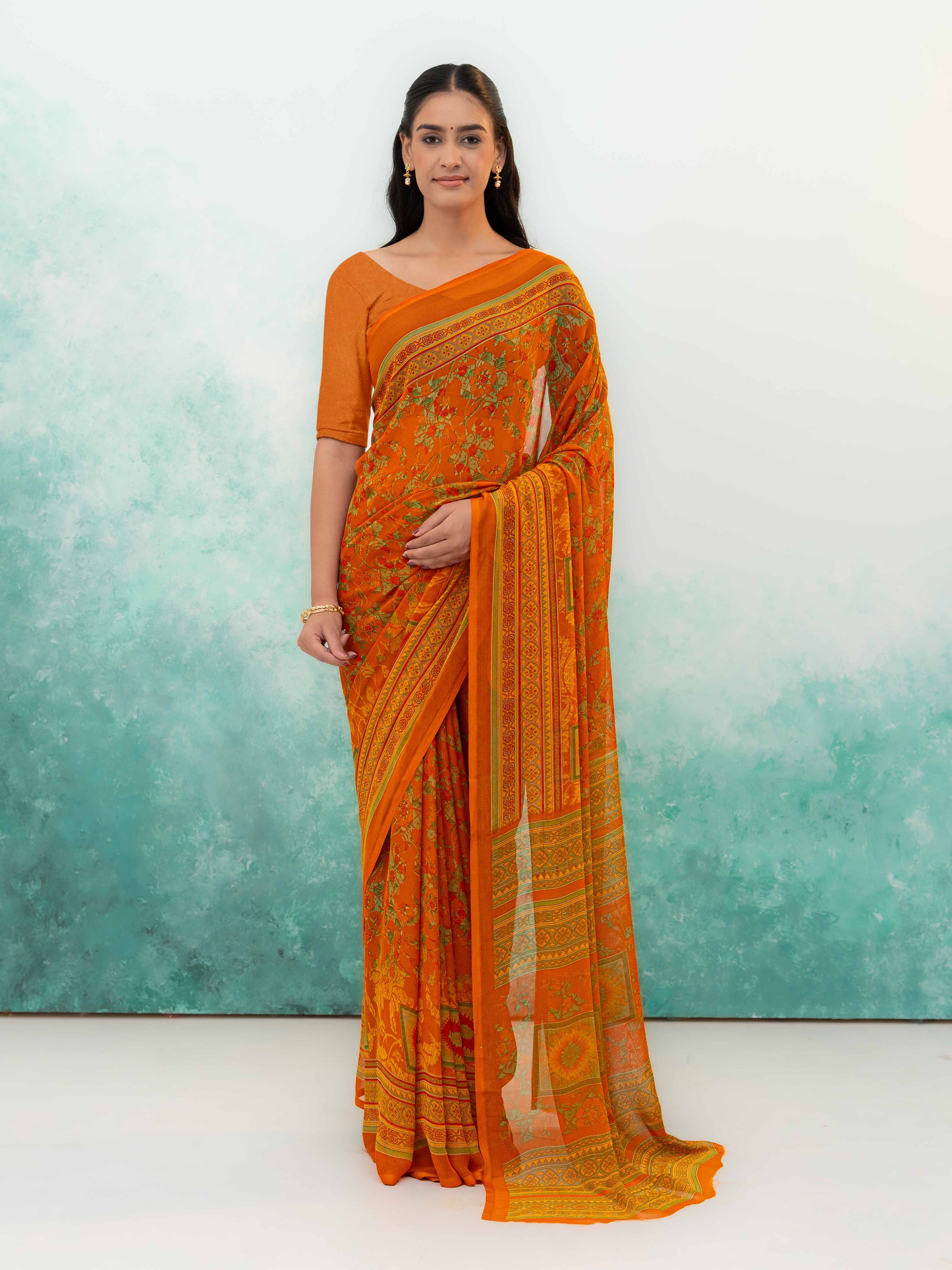 Yellow Chiffon Saree