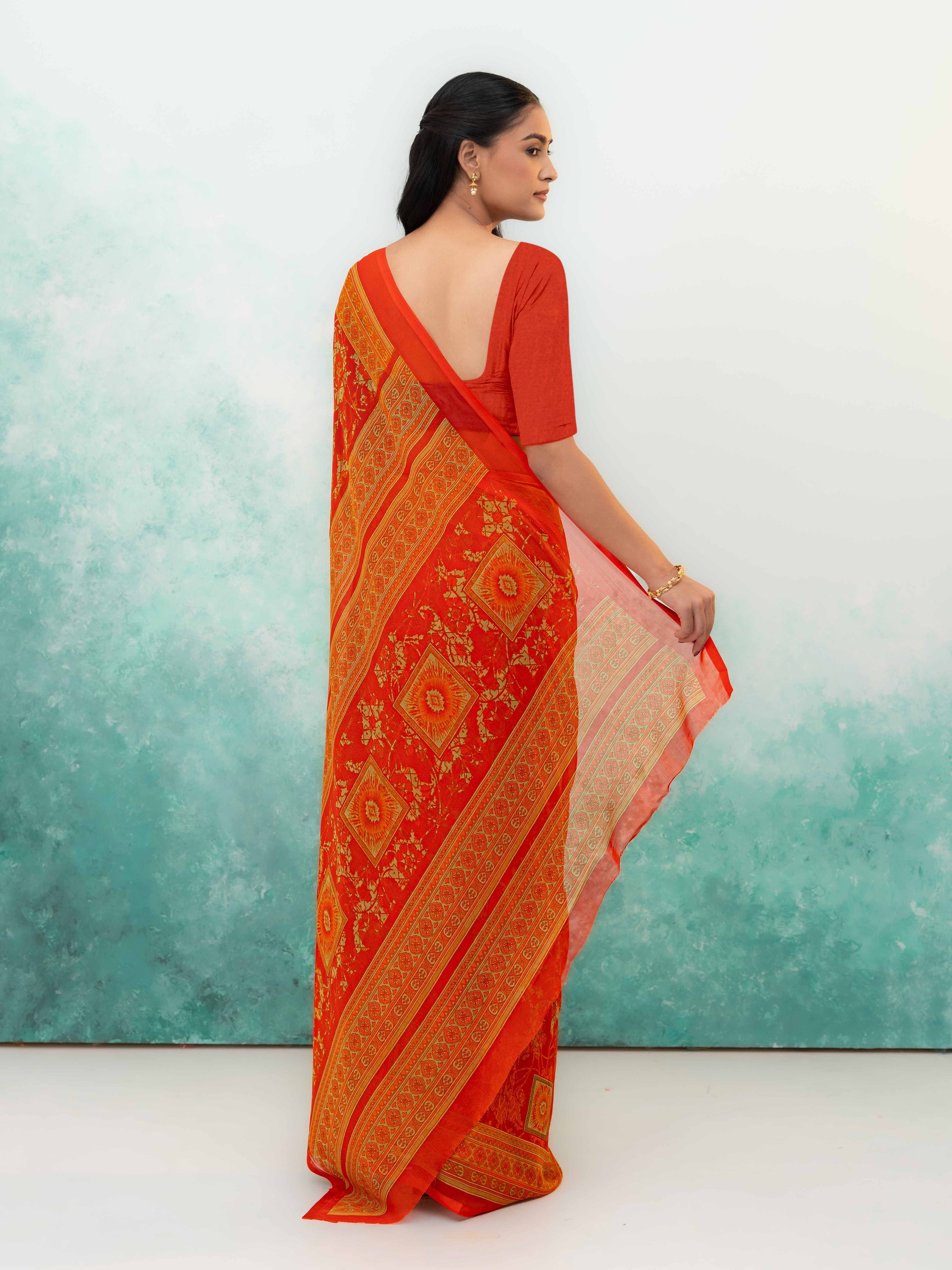 Orange Chiffon Saree