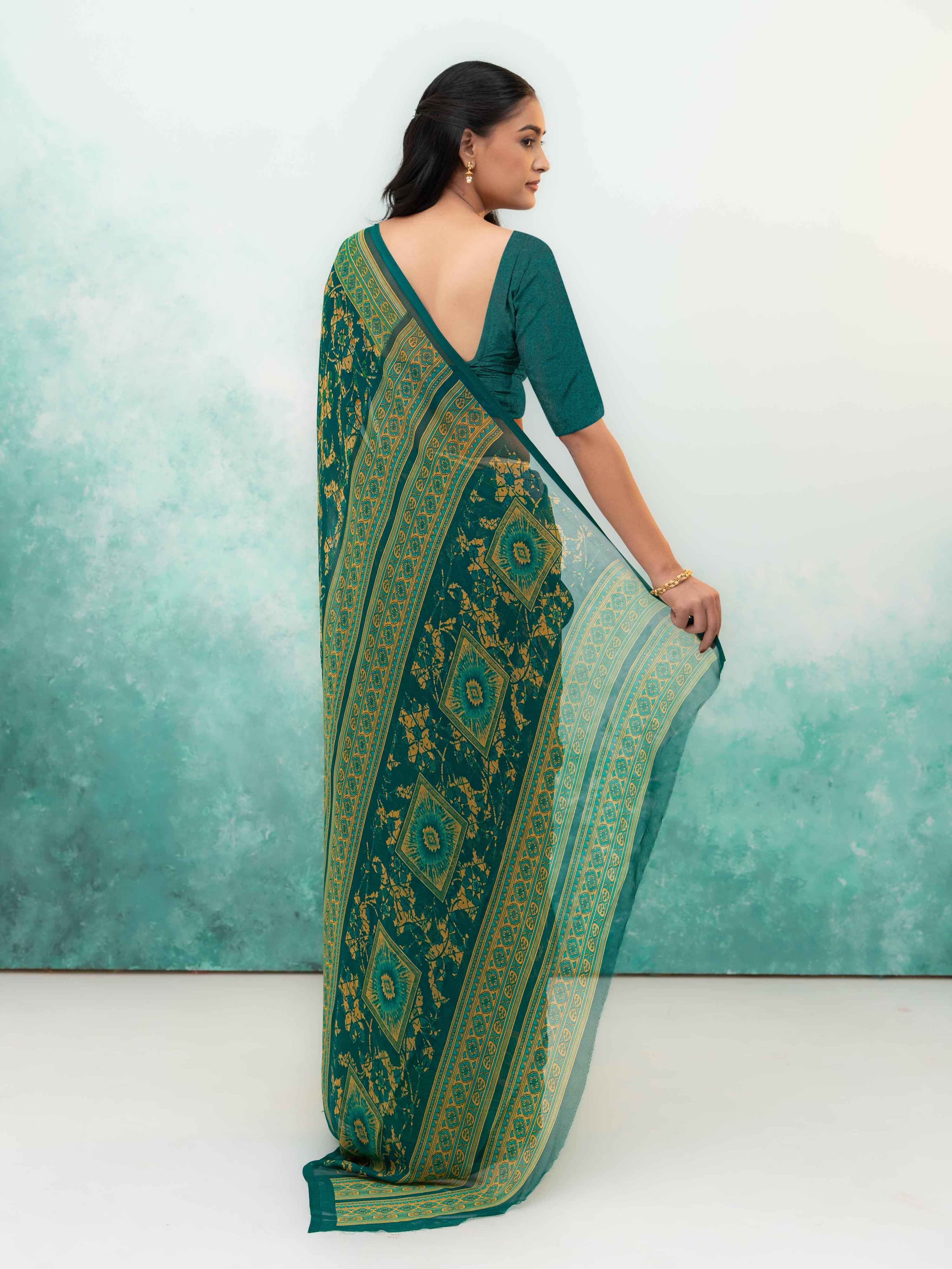 Green Chiffon Saree
