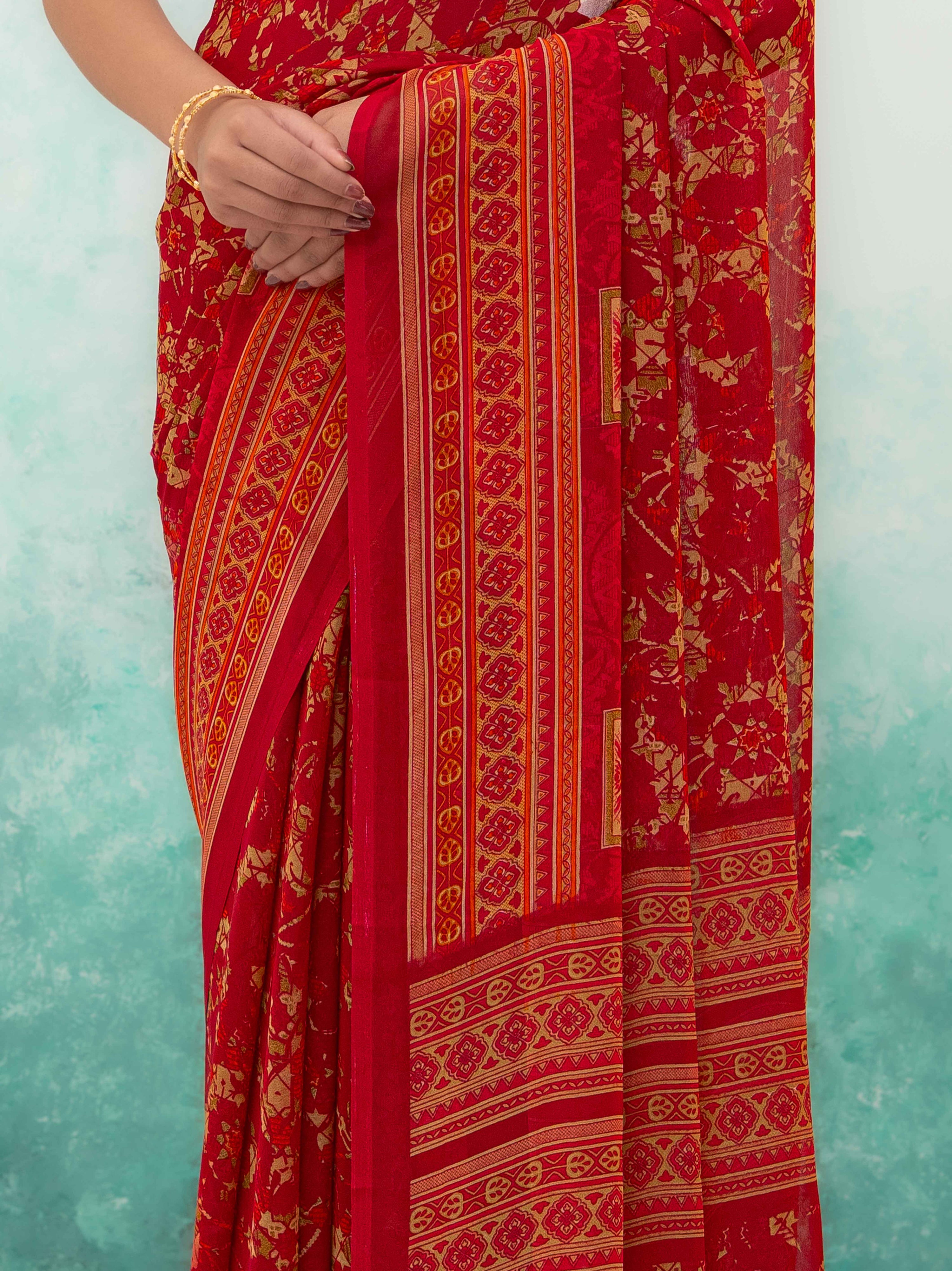 Maroon Chiffon Saree