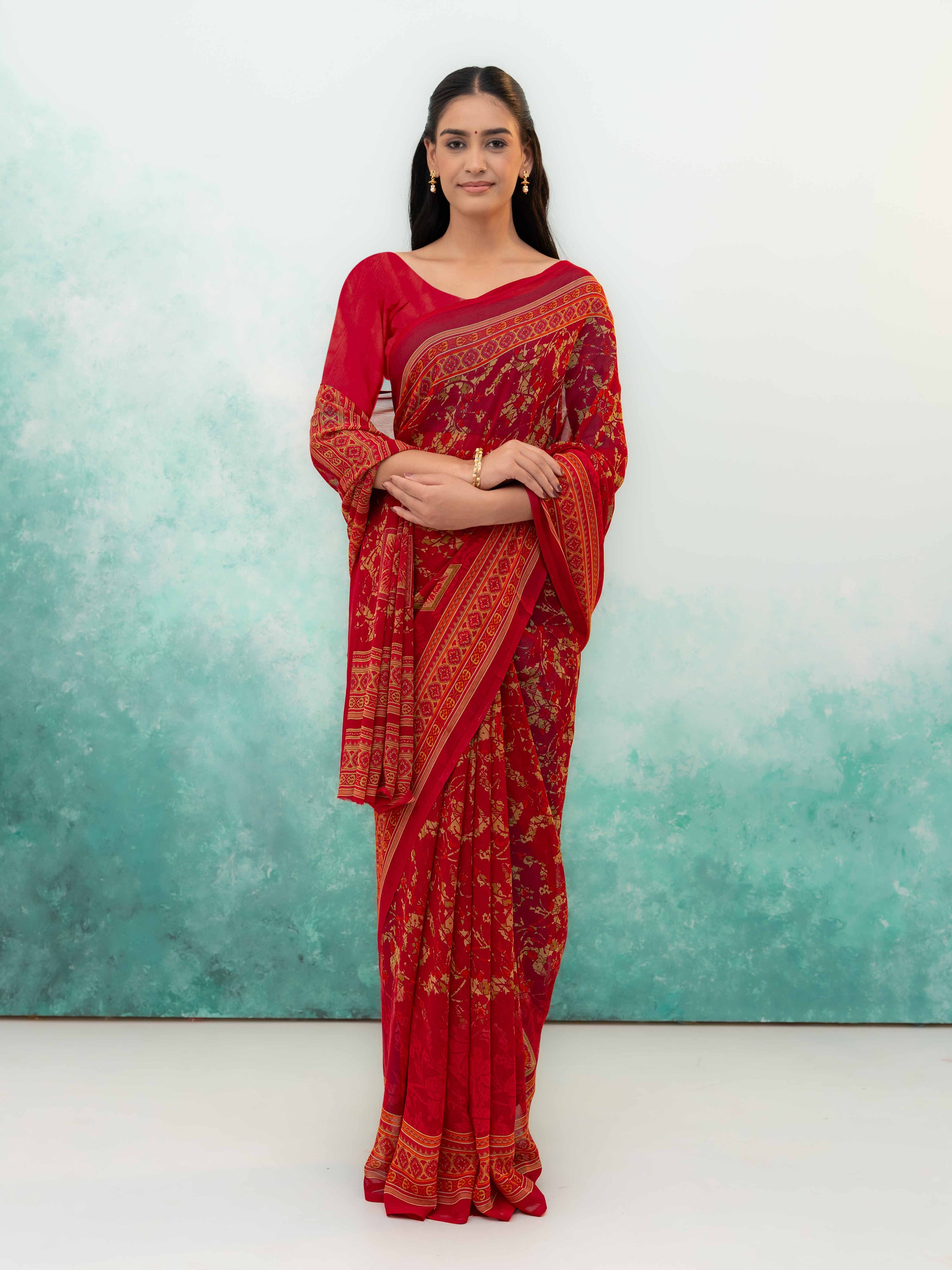 Maroon Chiffon Saree
