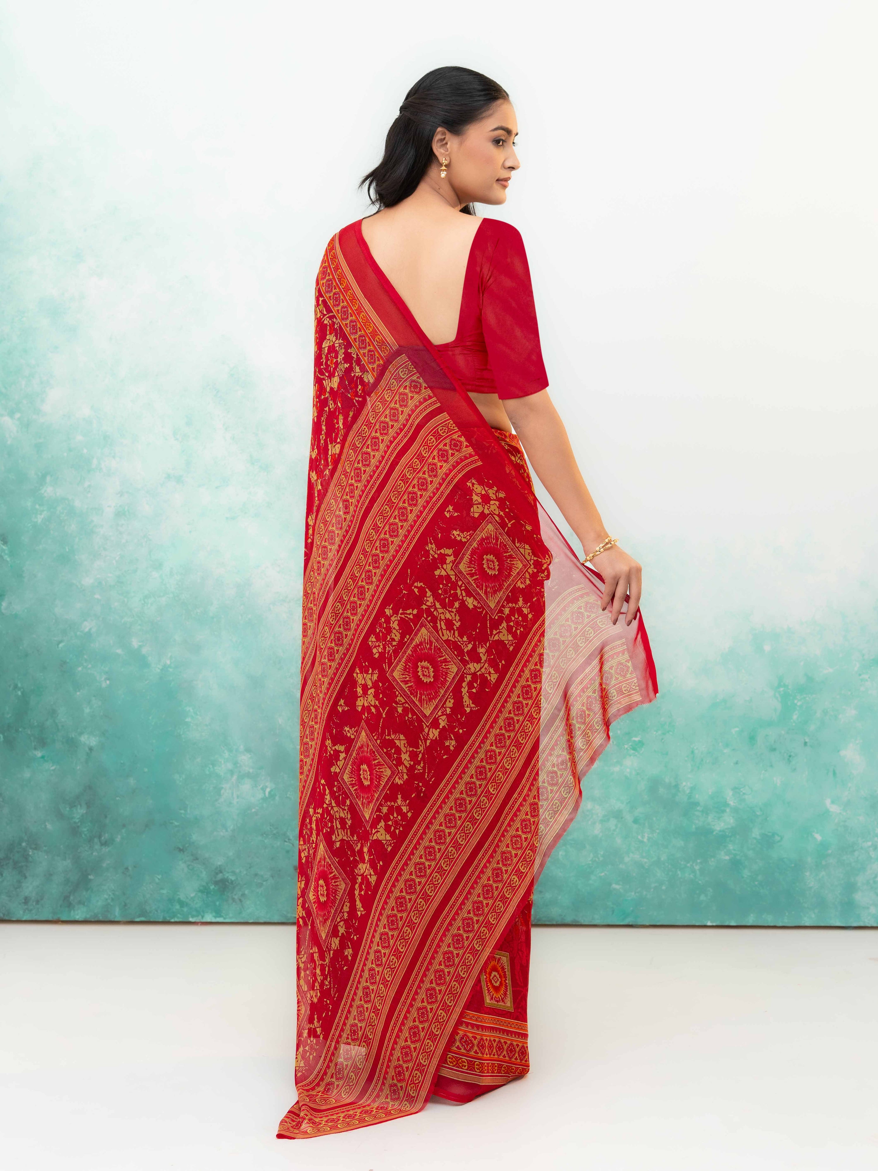 Maroon Chiffon Saree