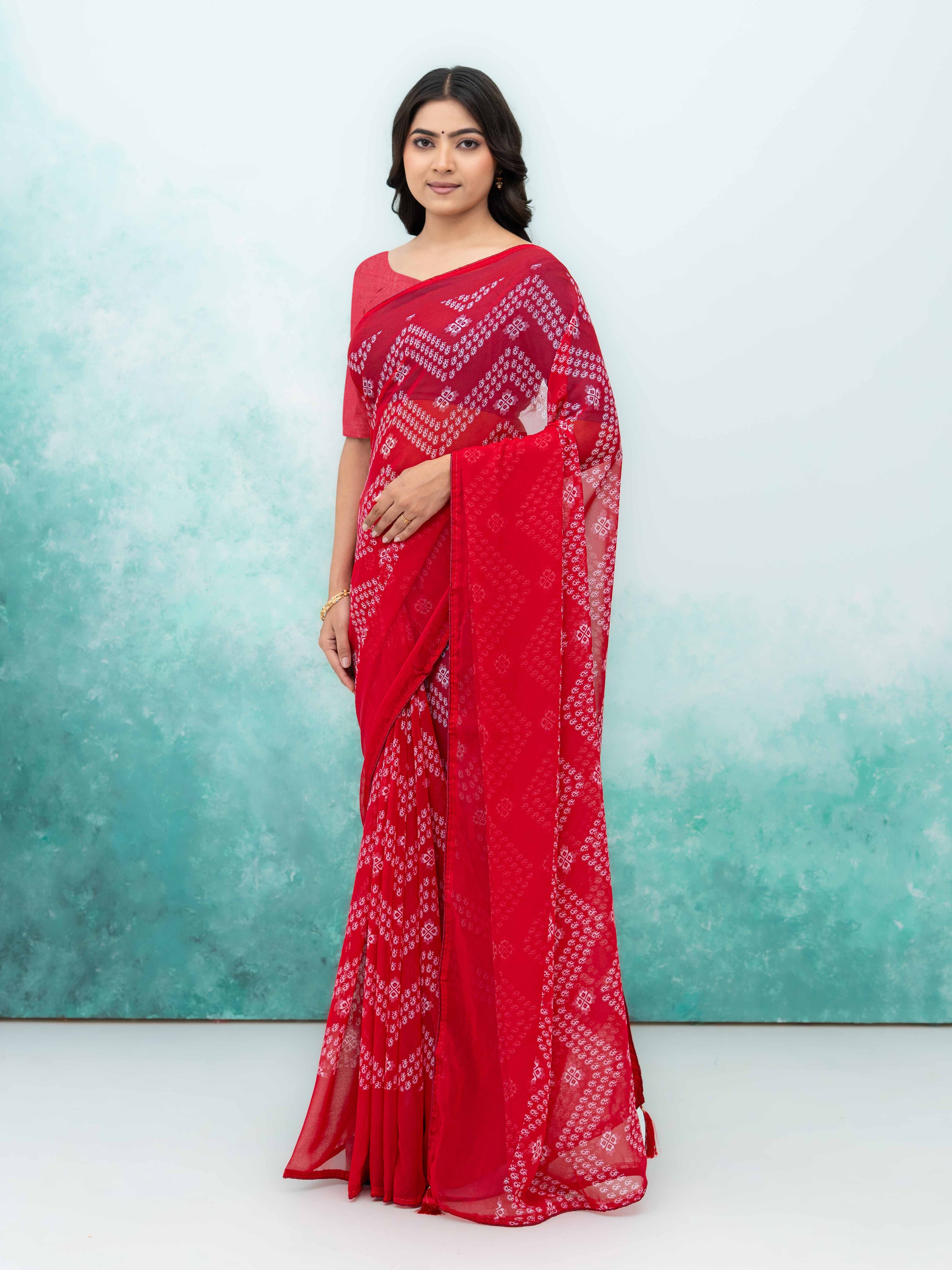 Pink Georgette Saree