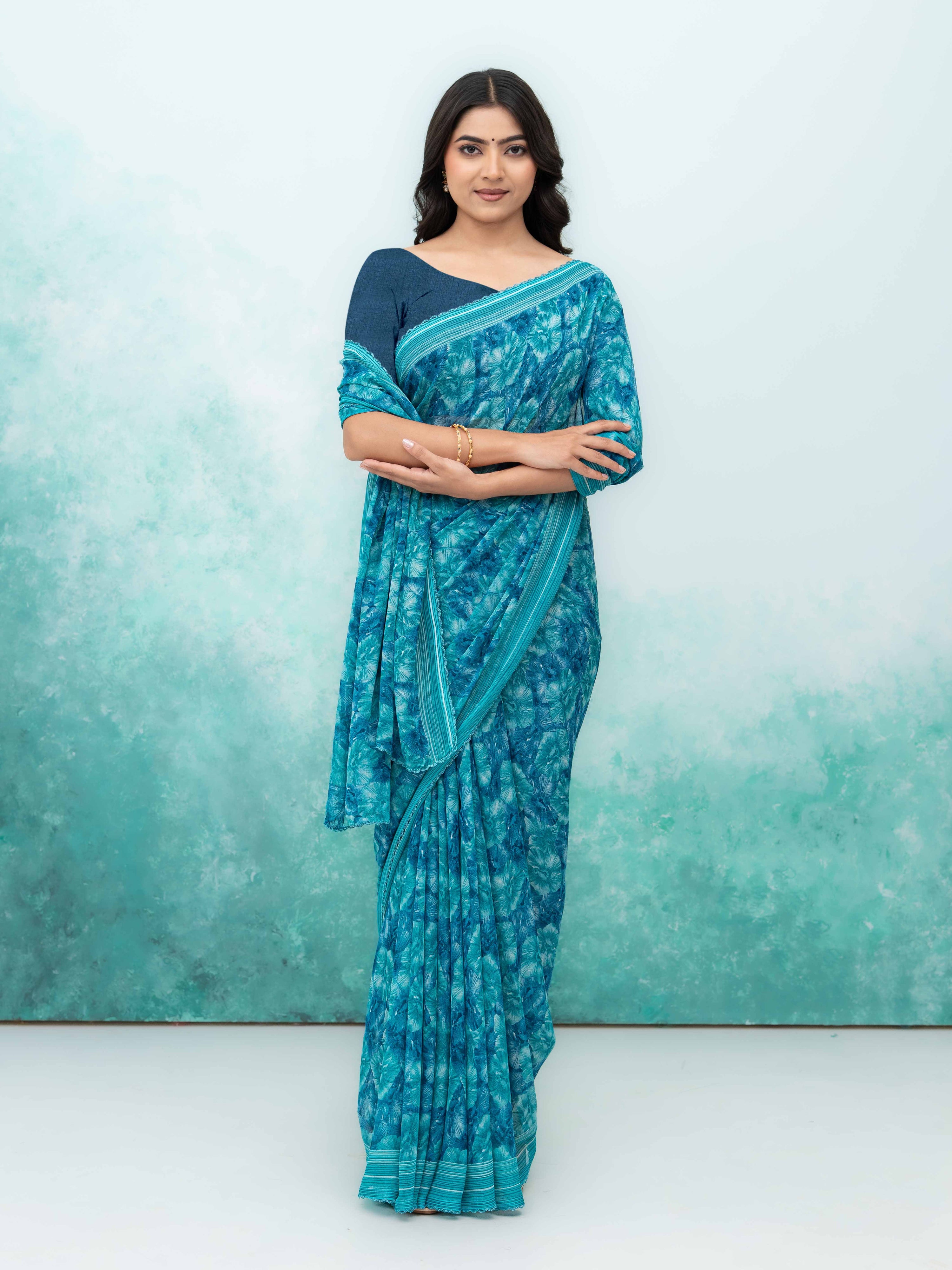 Teal Blue Weightless Saree