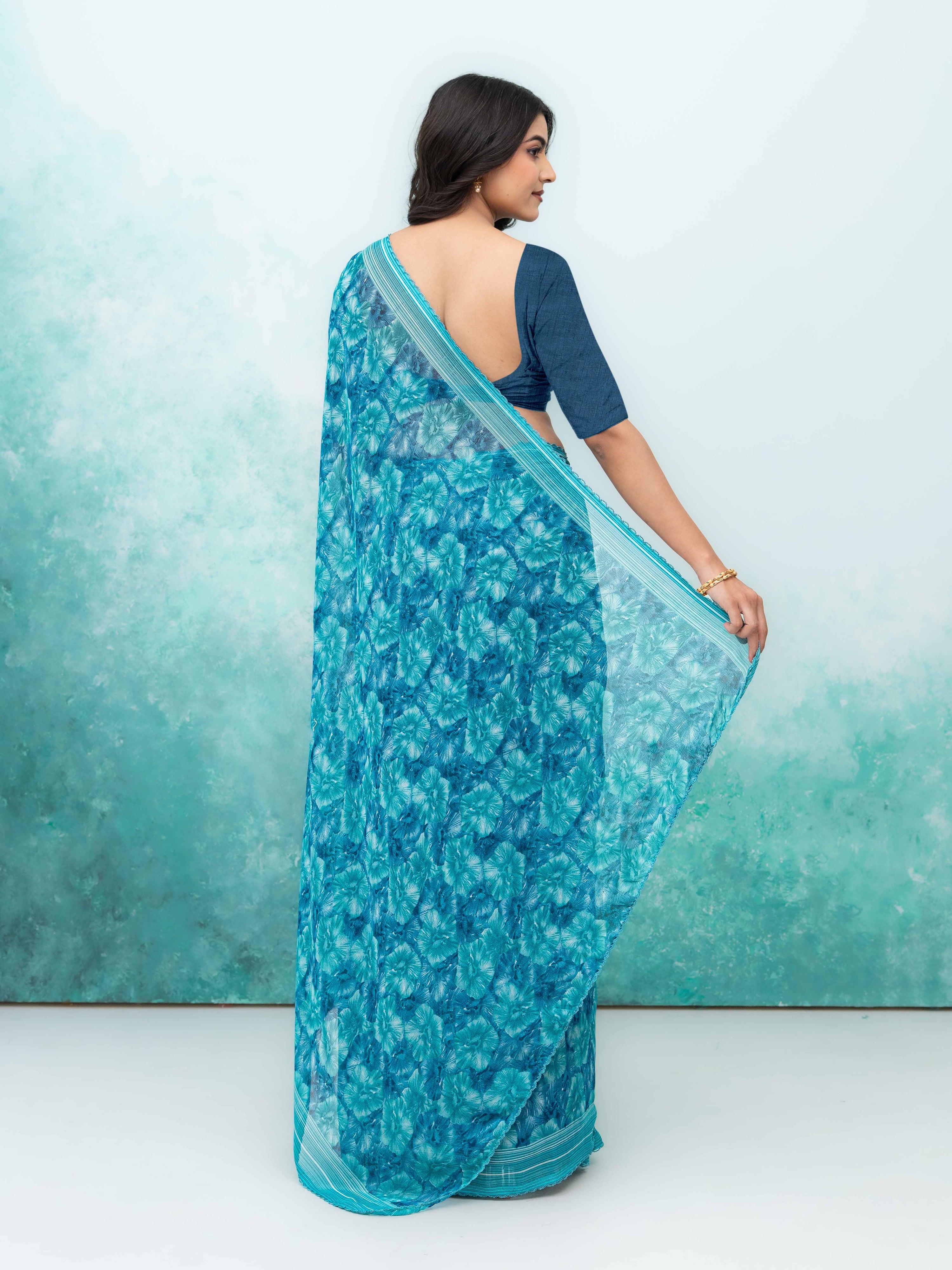Teal Blue Weightless Saree