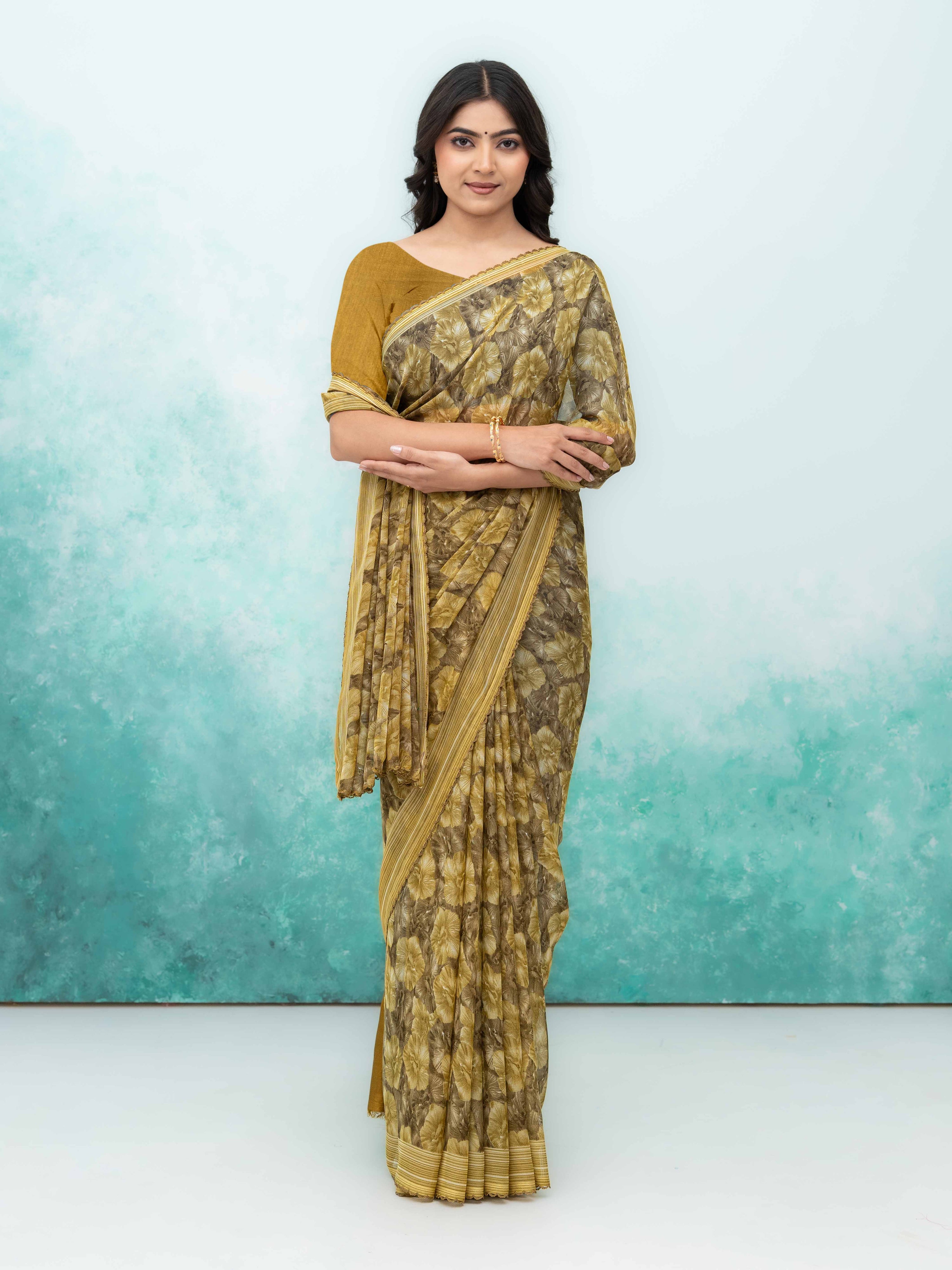 Olive Green Weightless Saree