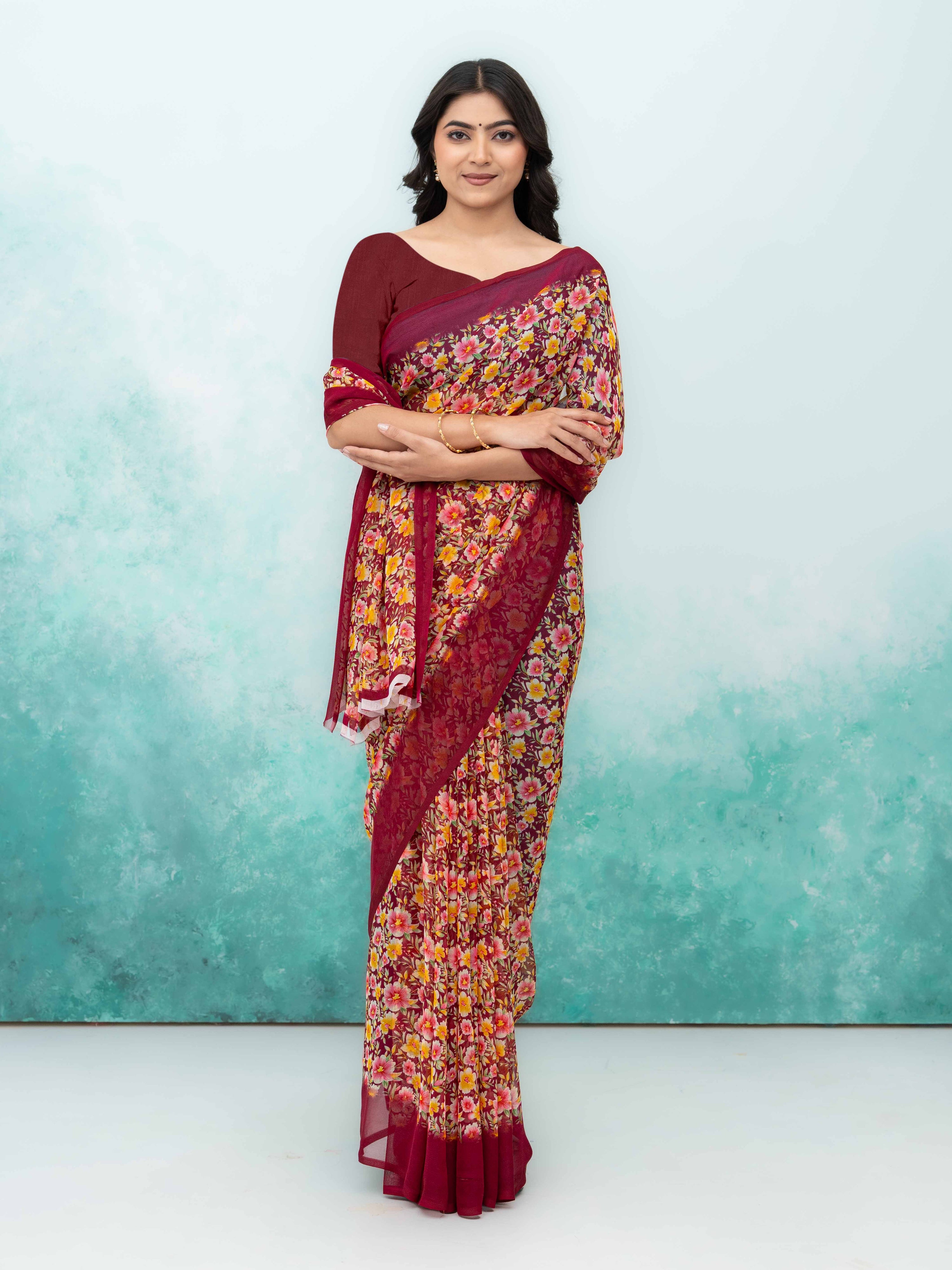 Purple Georgette Saree