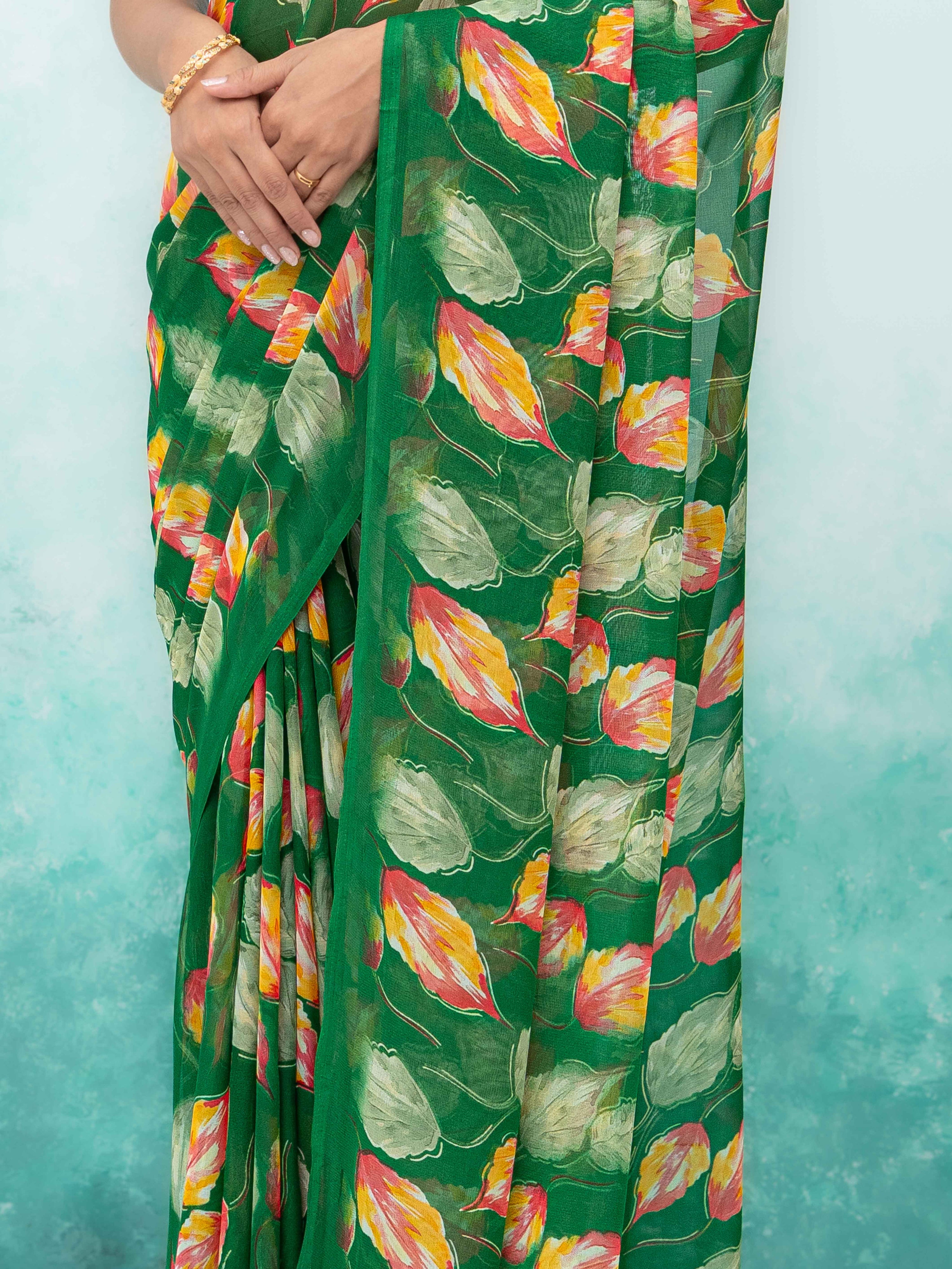 Green Chiffon Saree