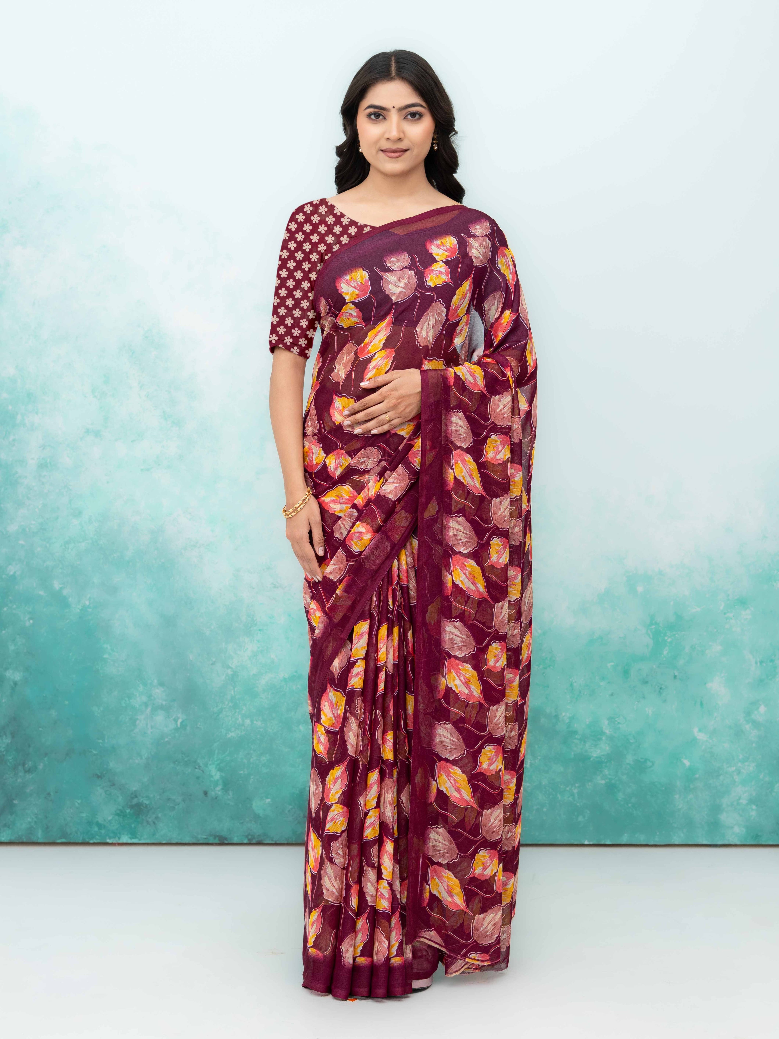 Purple Chiffon Saree
