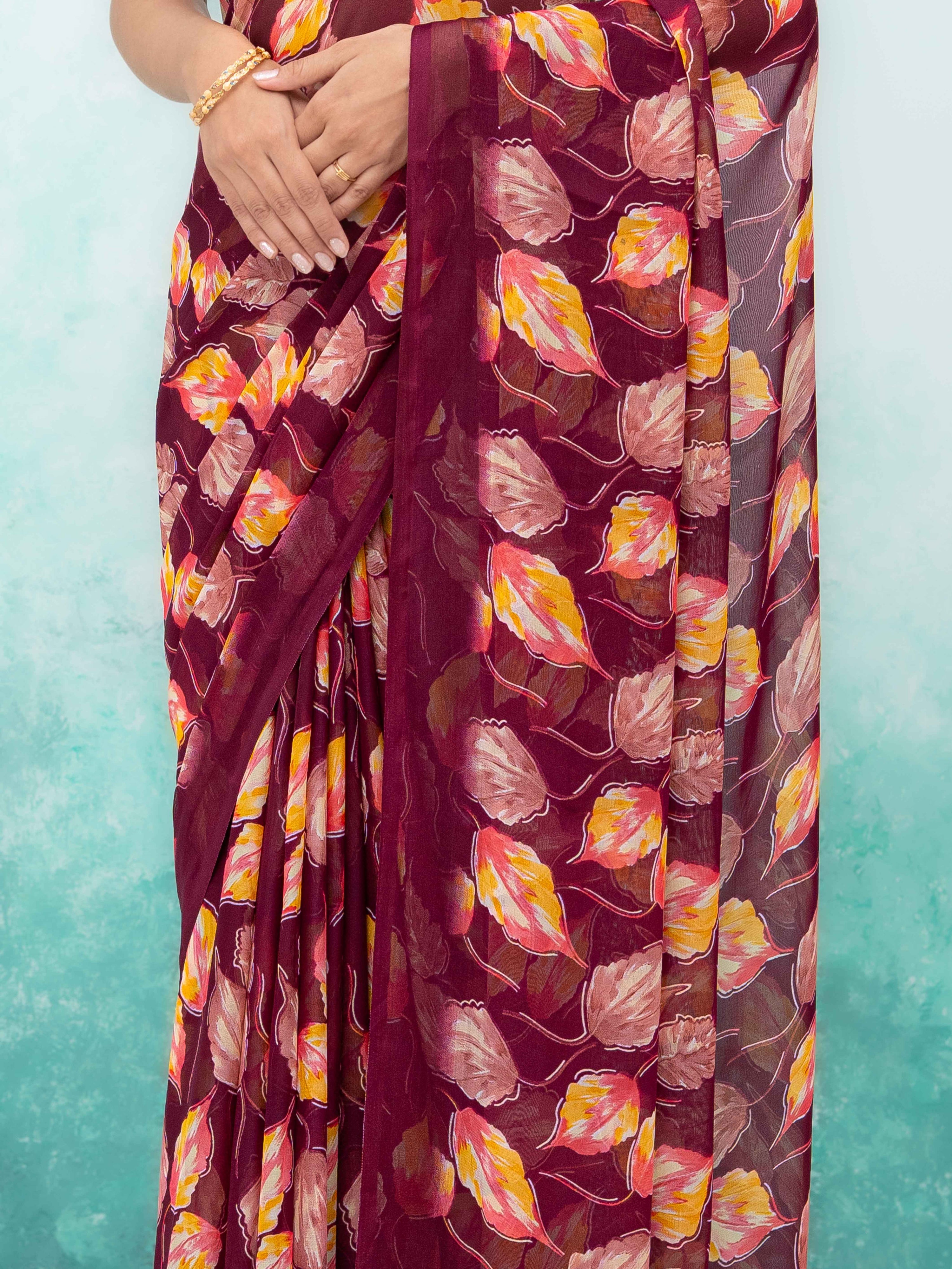 Purple Chiffon Saree