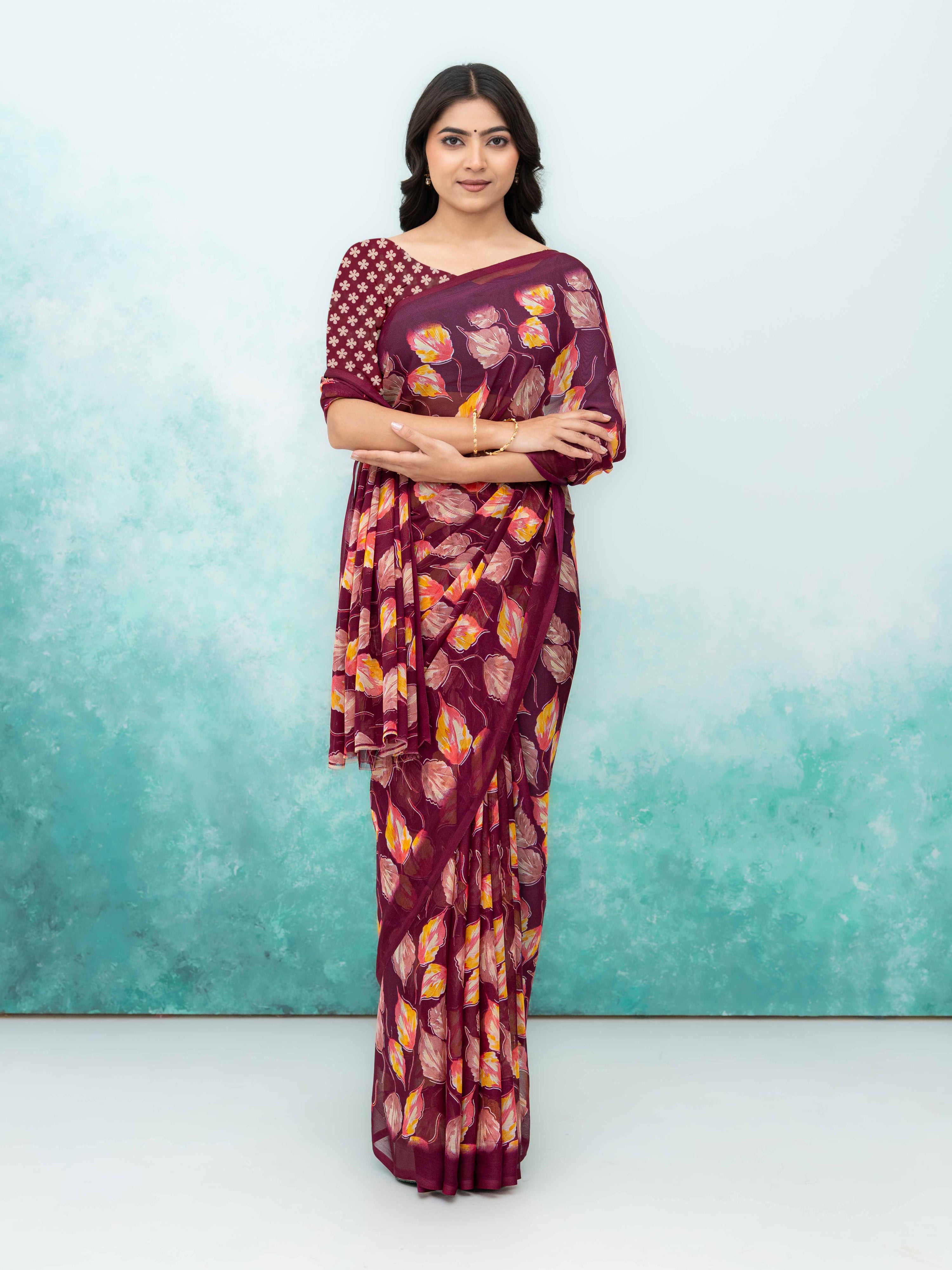 Purple Chiffon Saree