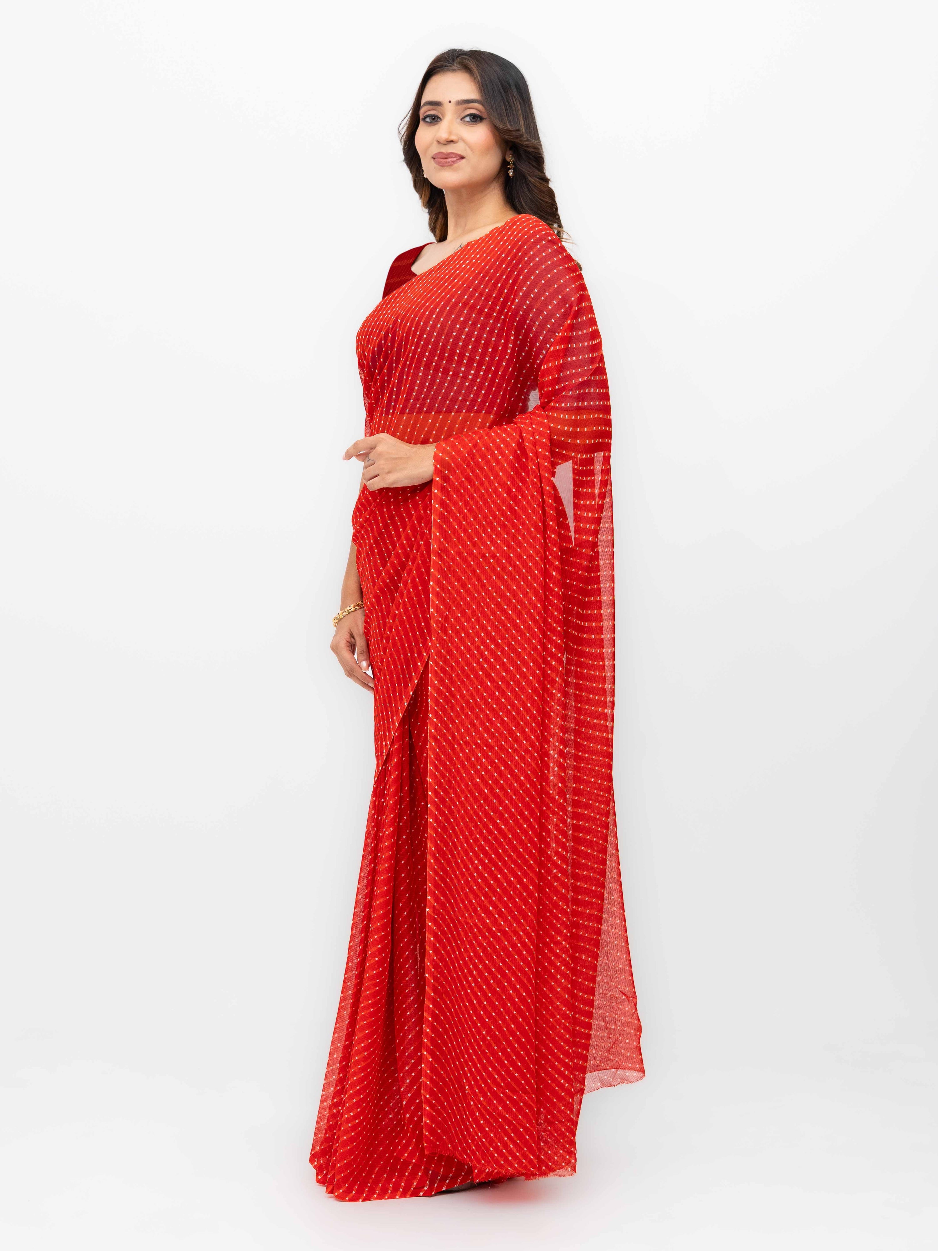 Red Chiffon Saree