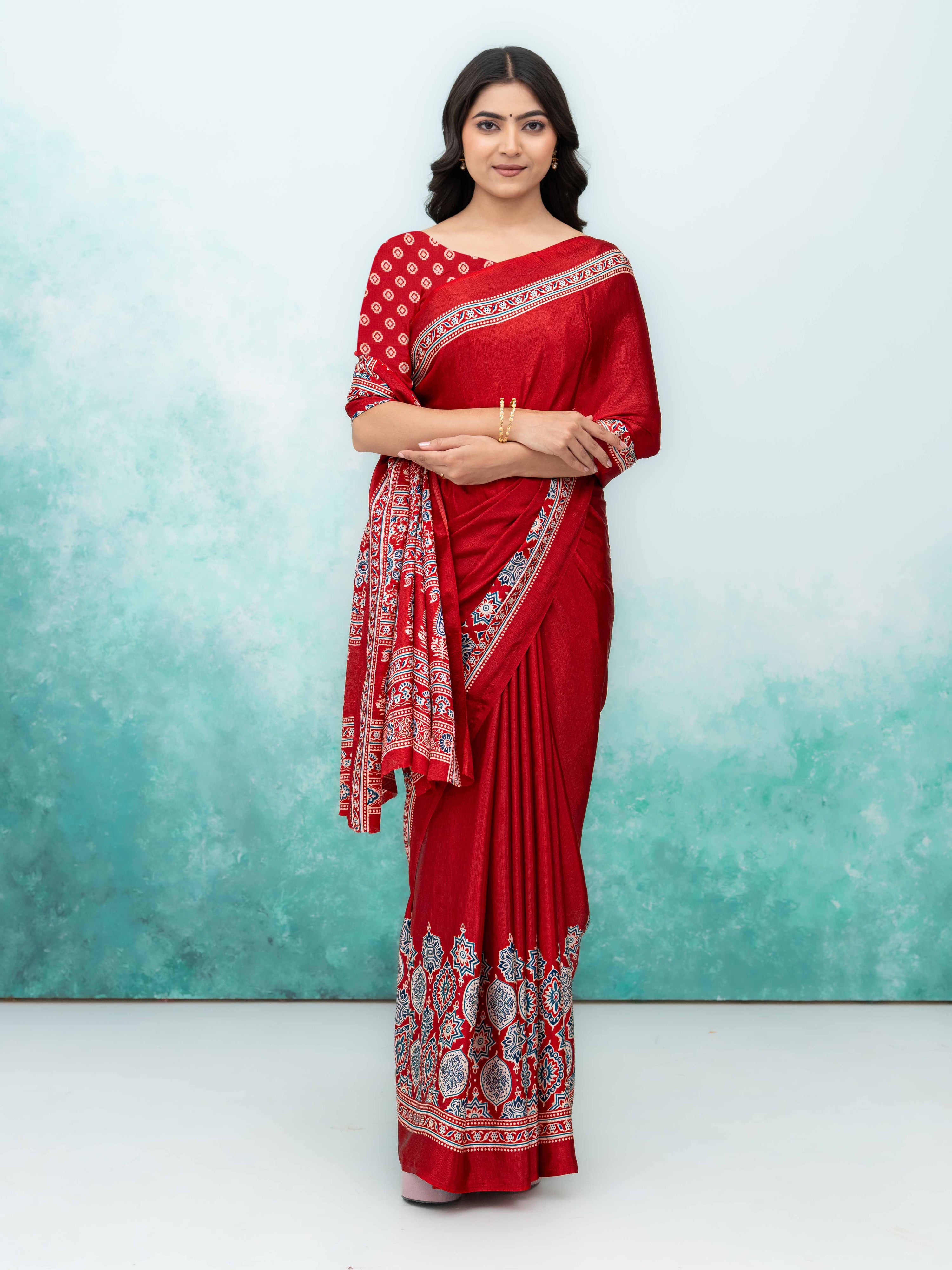 Maroon Crepe Saree