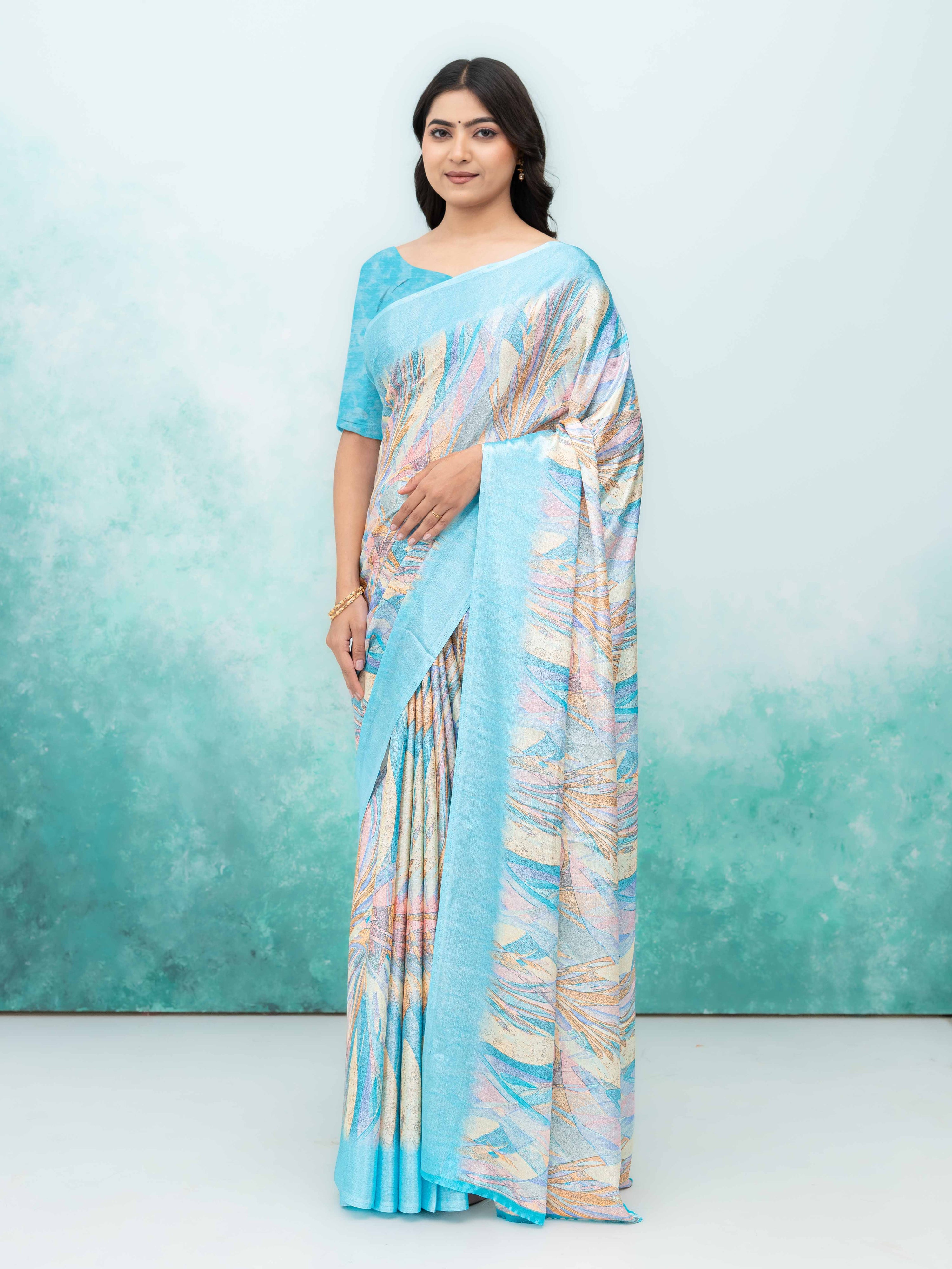 Sky Blue Turkey Silk Saree