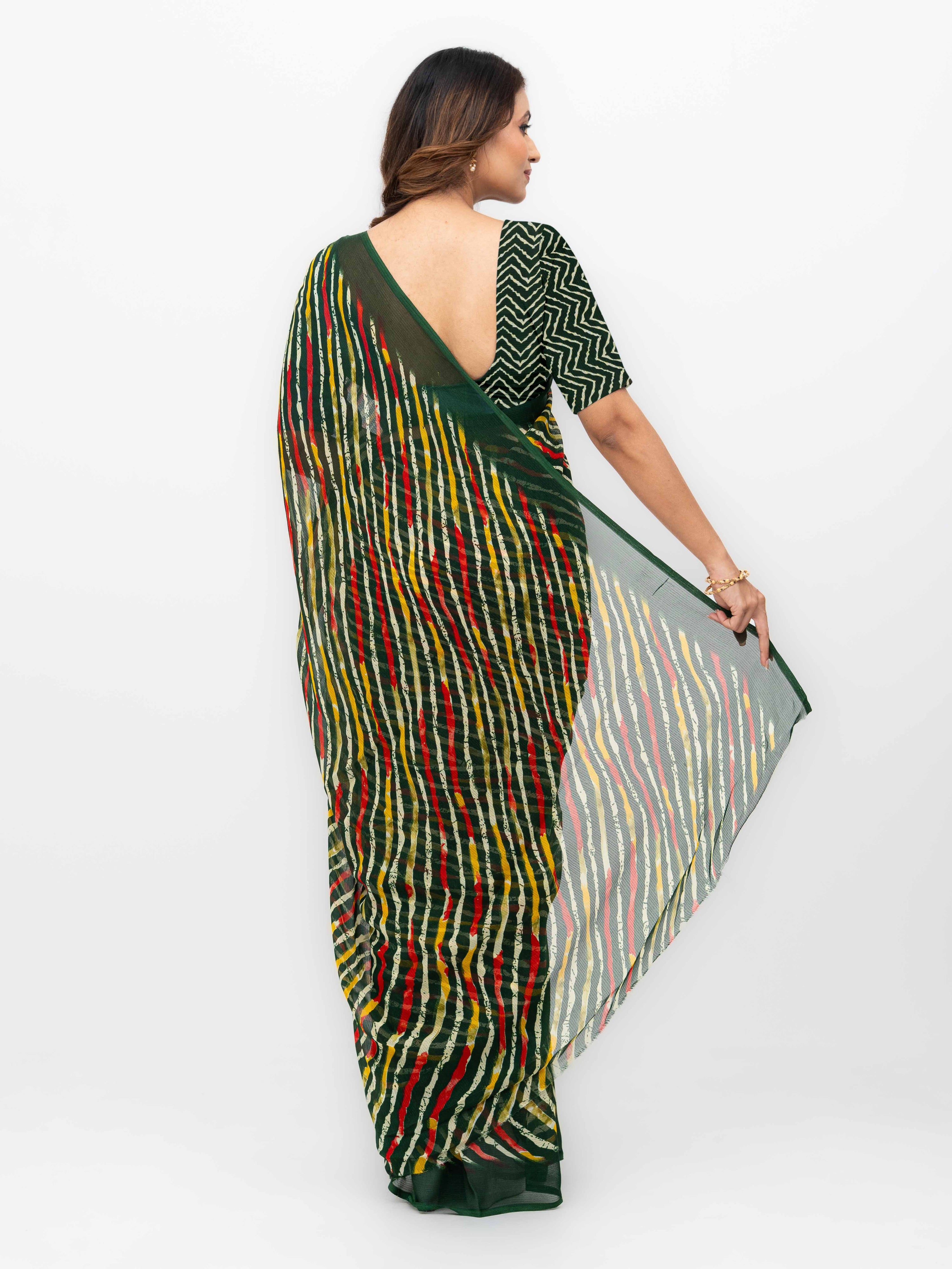 Dark Green Georgette Saree