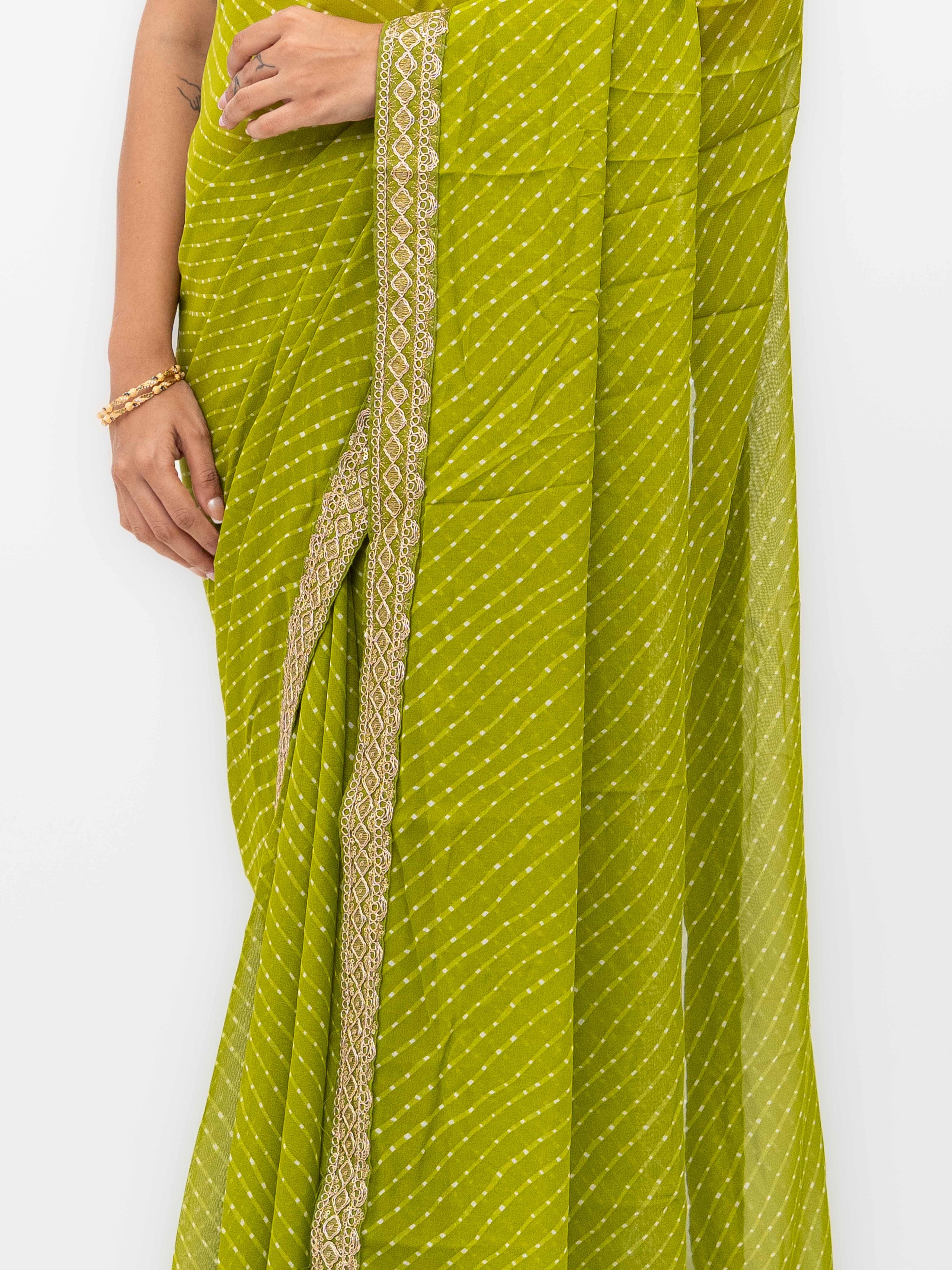 Leher Light Green Soft Georgette Leheriya Saree
