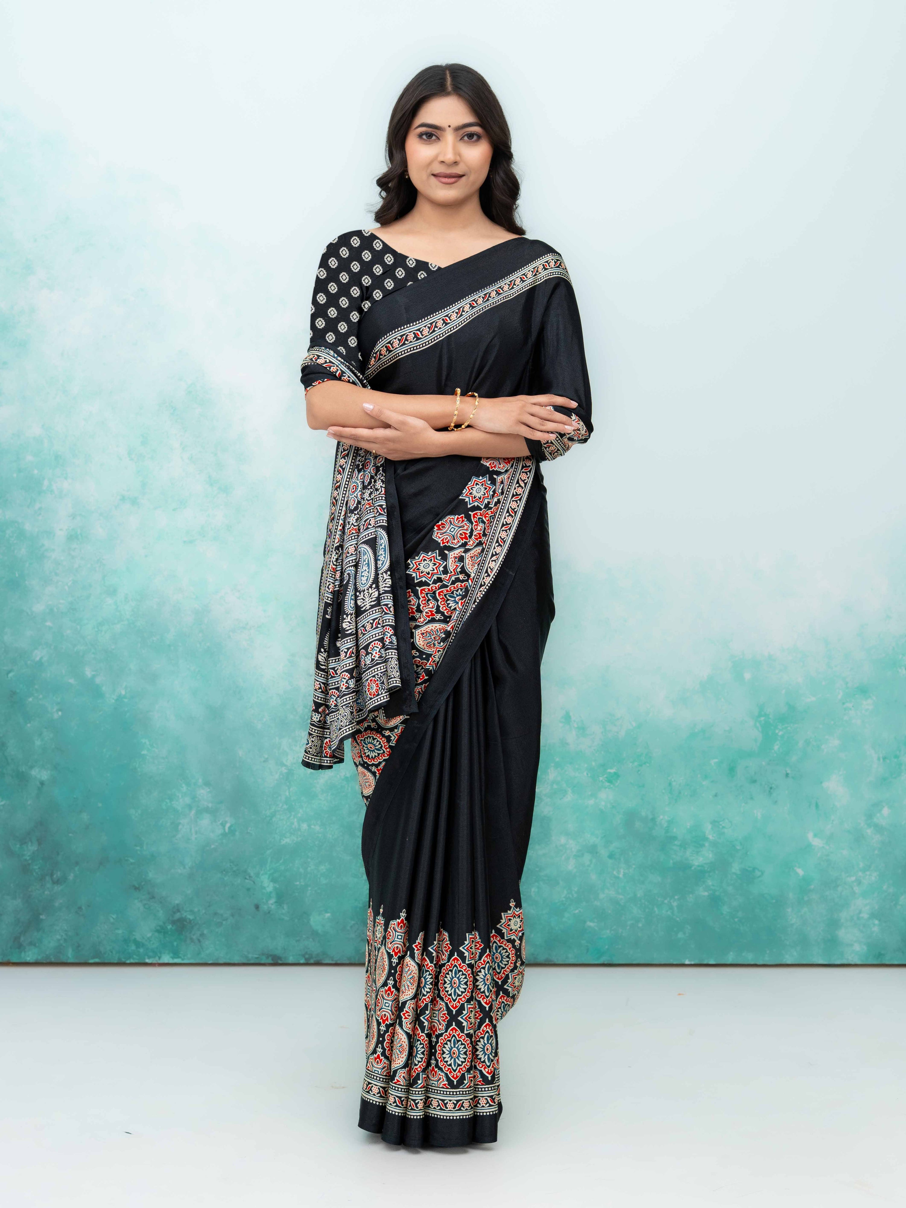 Black Crepe Saree