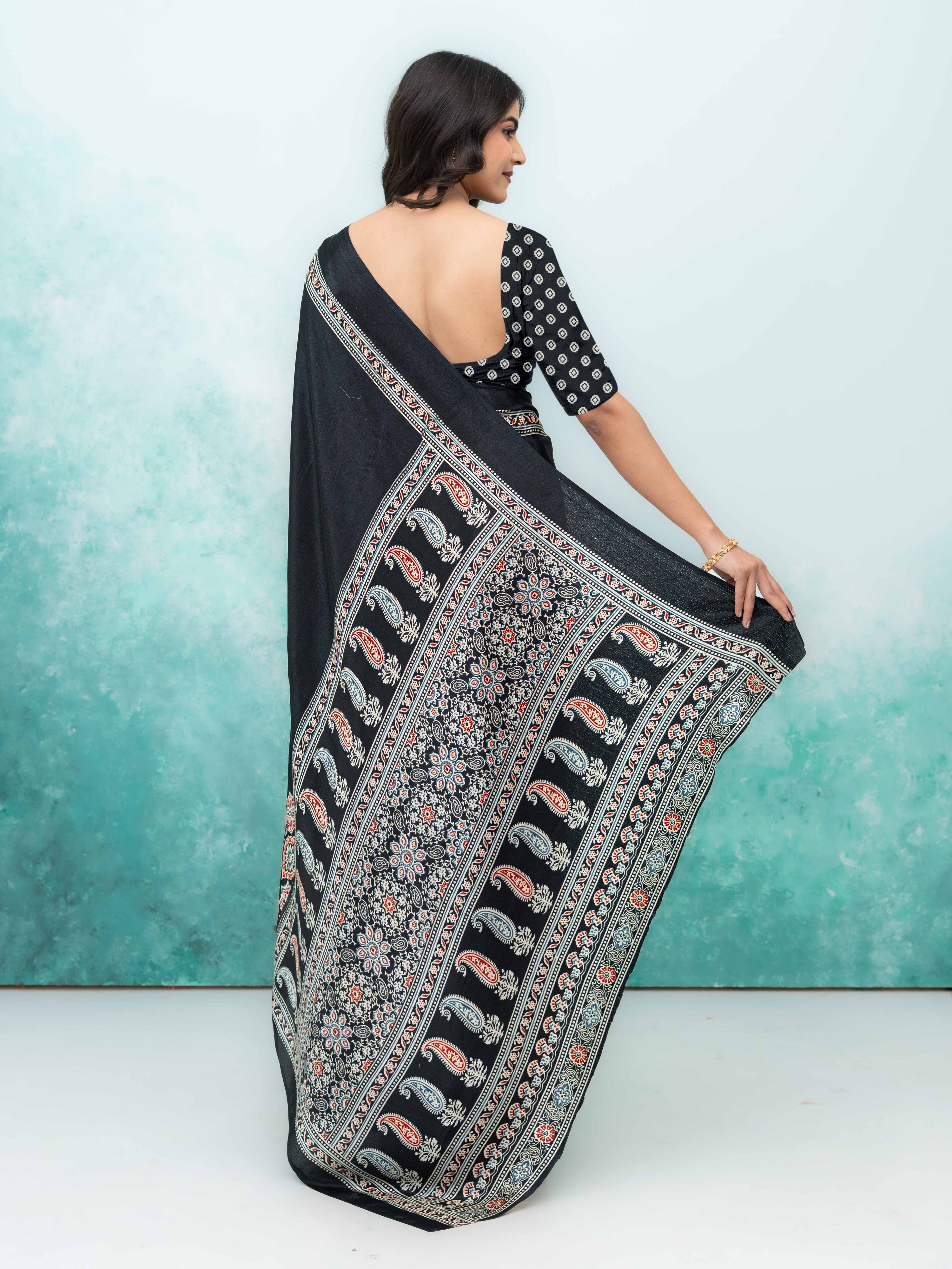 Black Crepe Saree