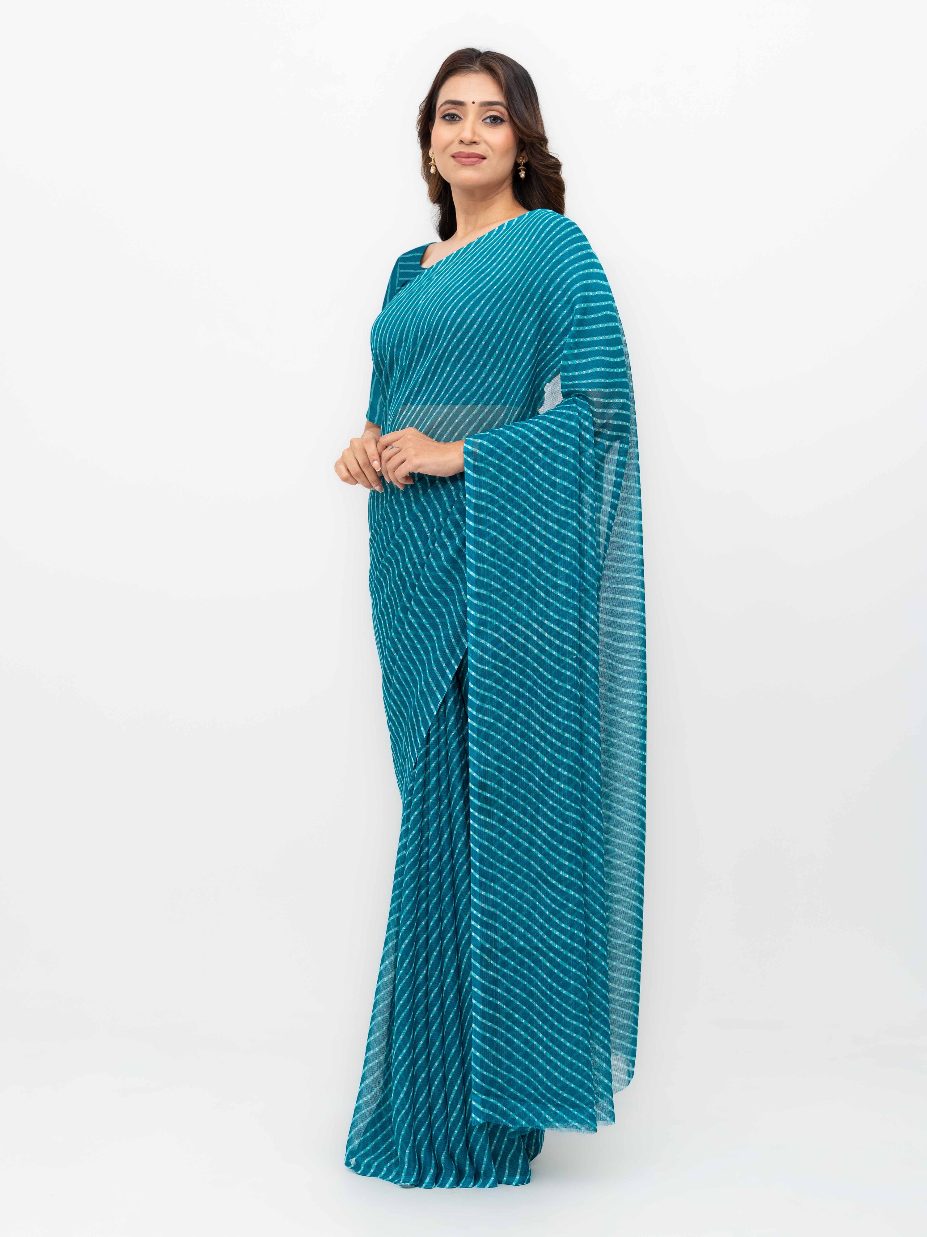 Teal Chiffon Saree