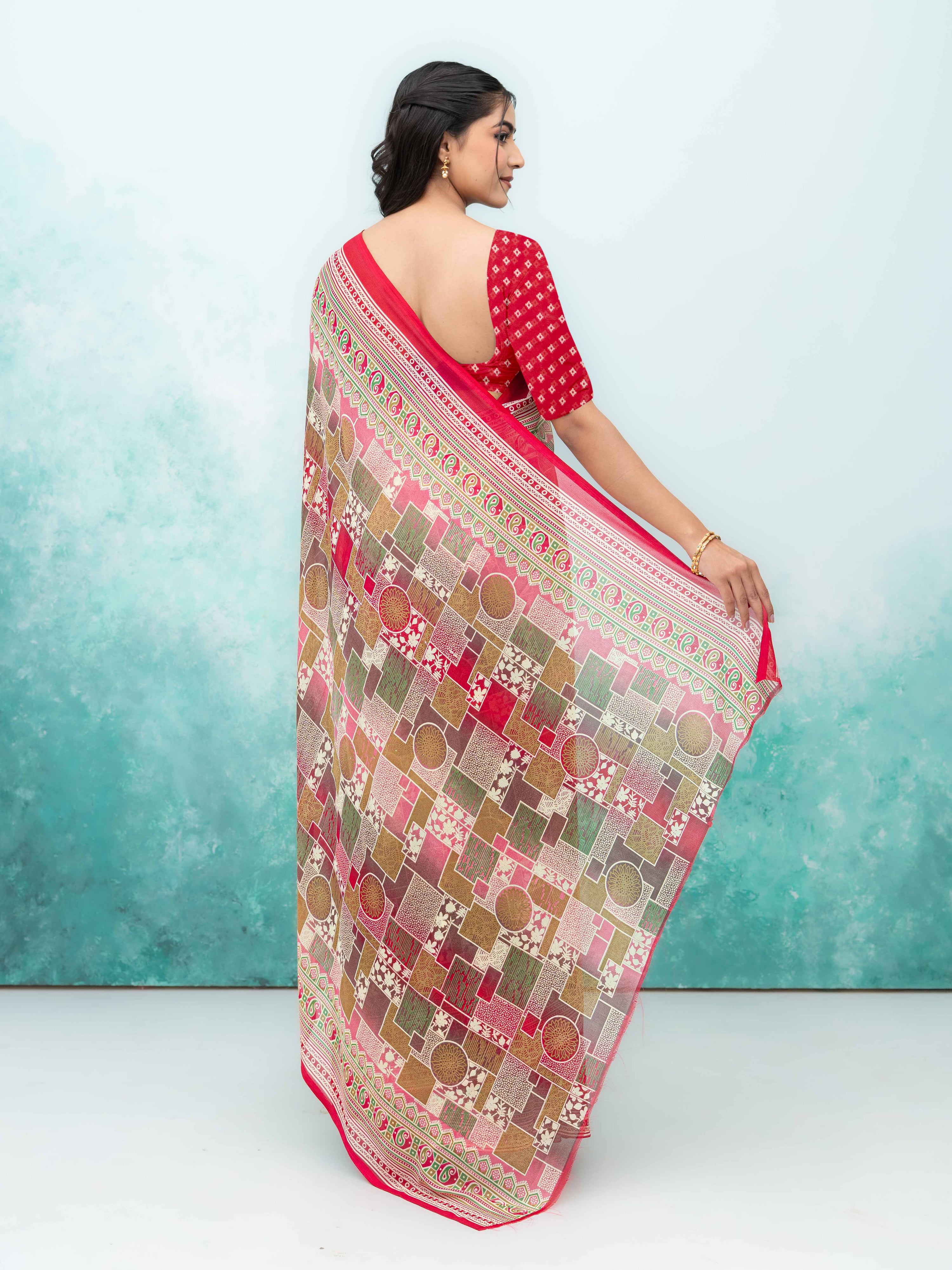 Rani Pink Poly Viscose Saree