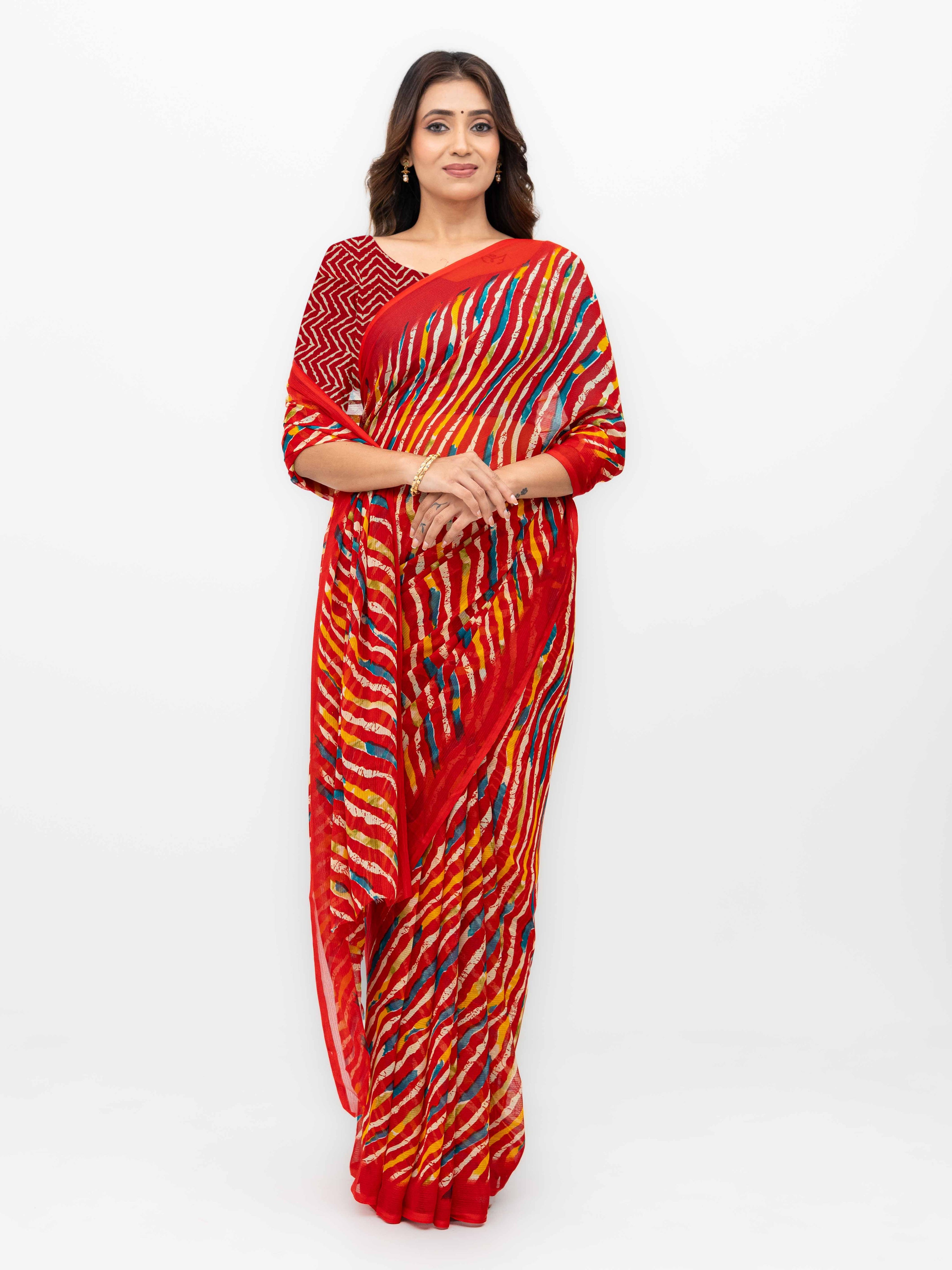 Orange Georgette Saree