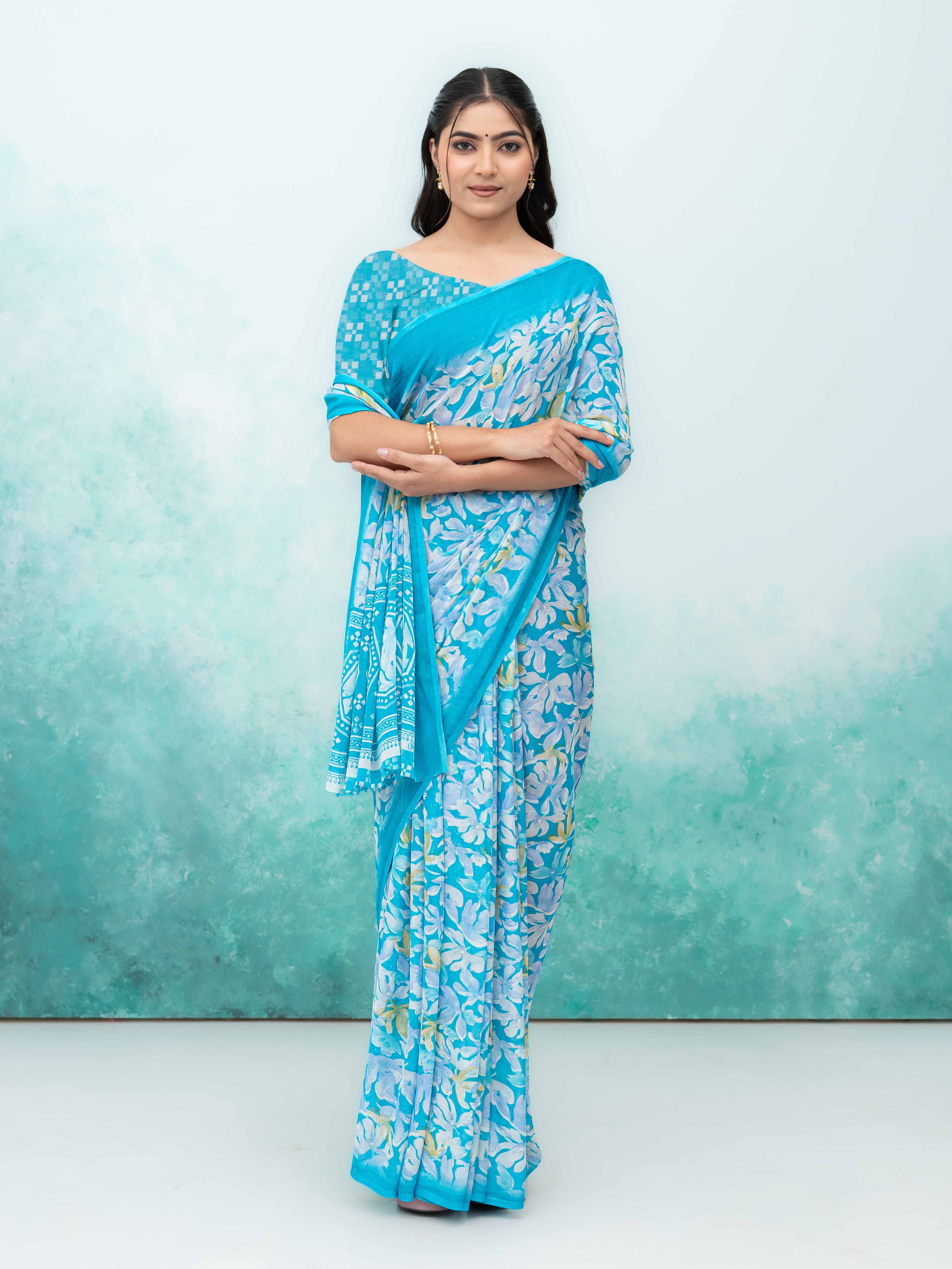 Sky Blue Georgette Saree