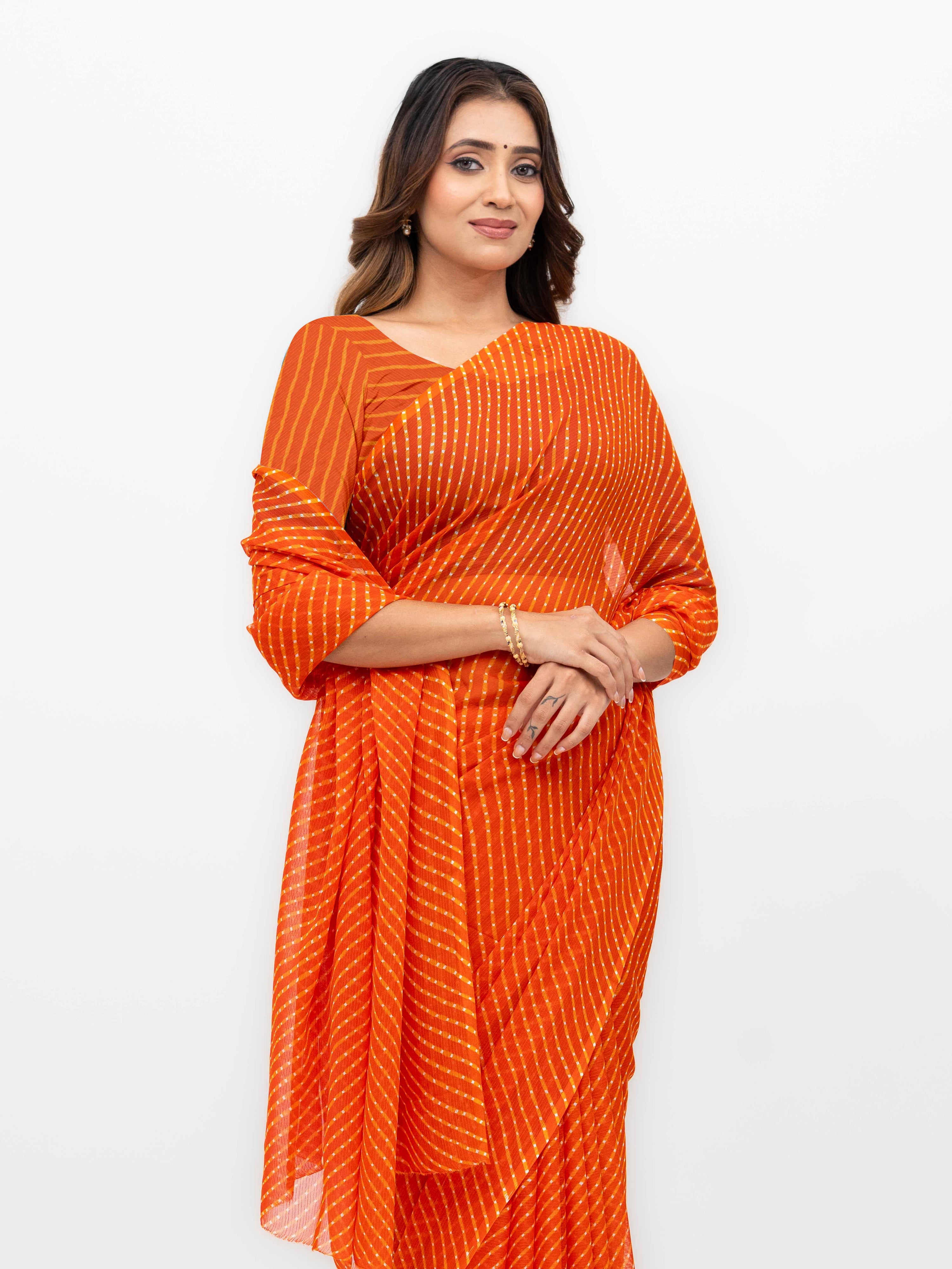 Orange Chiffon Saree