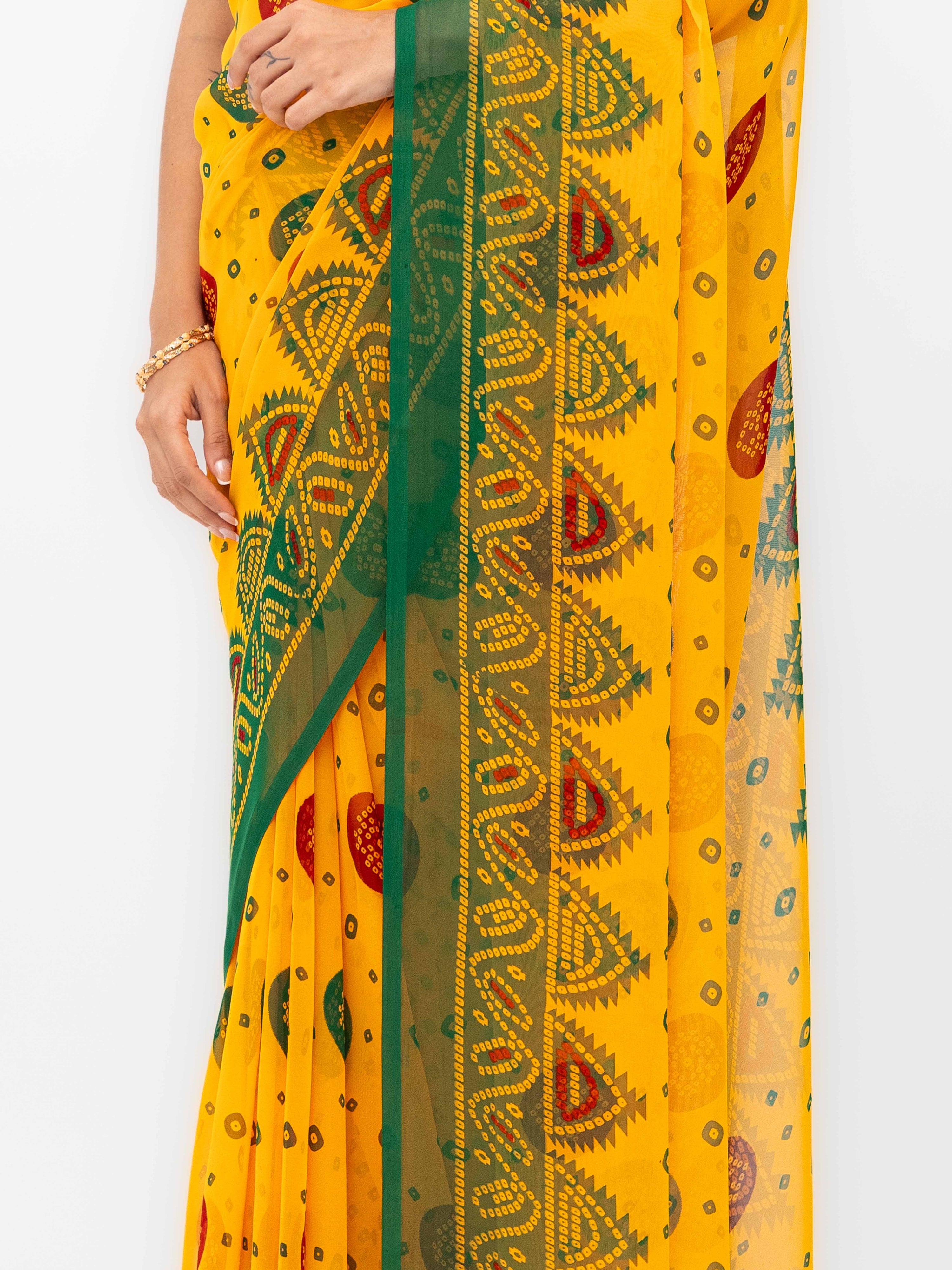 Yellow Chiffon Saree