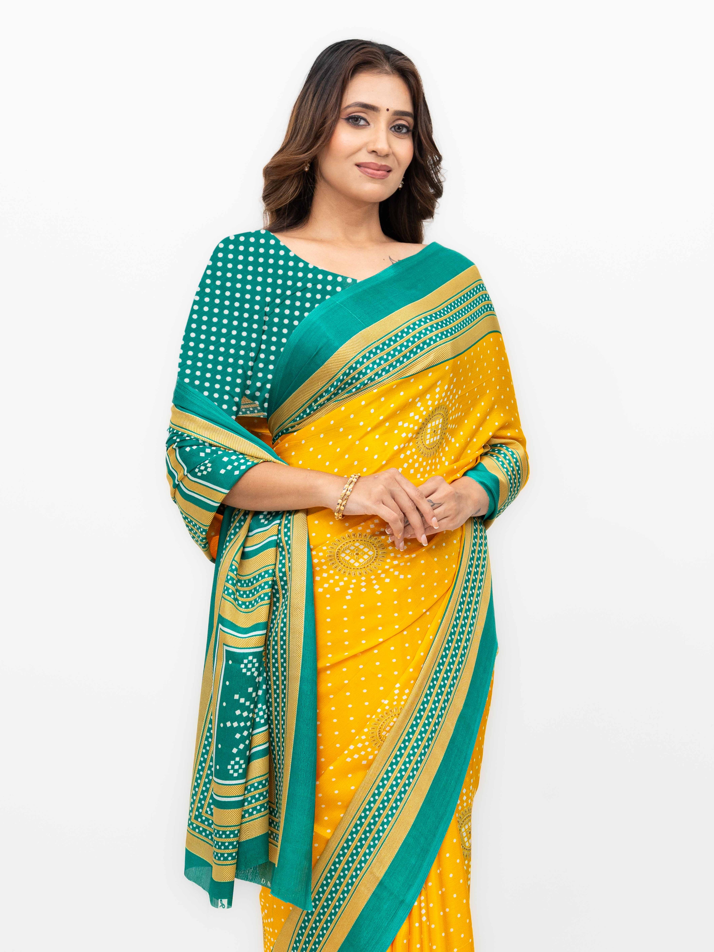 Yellow Art Silk Saree