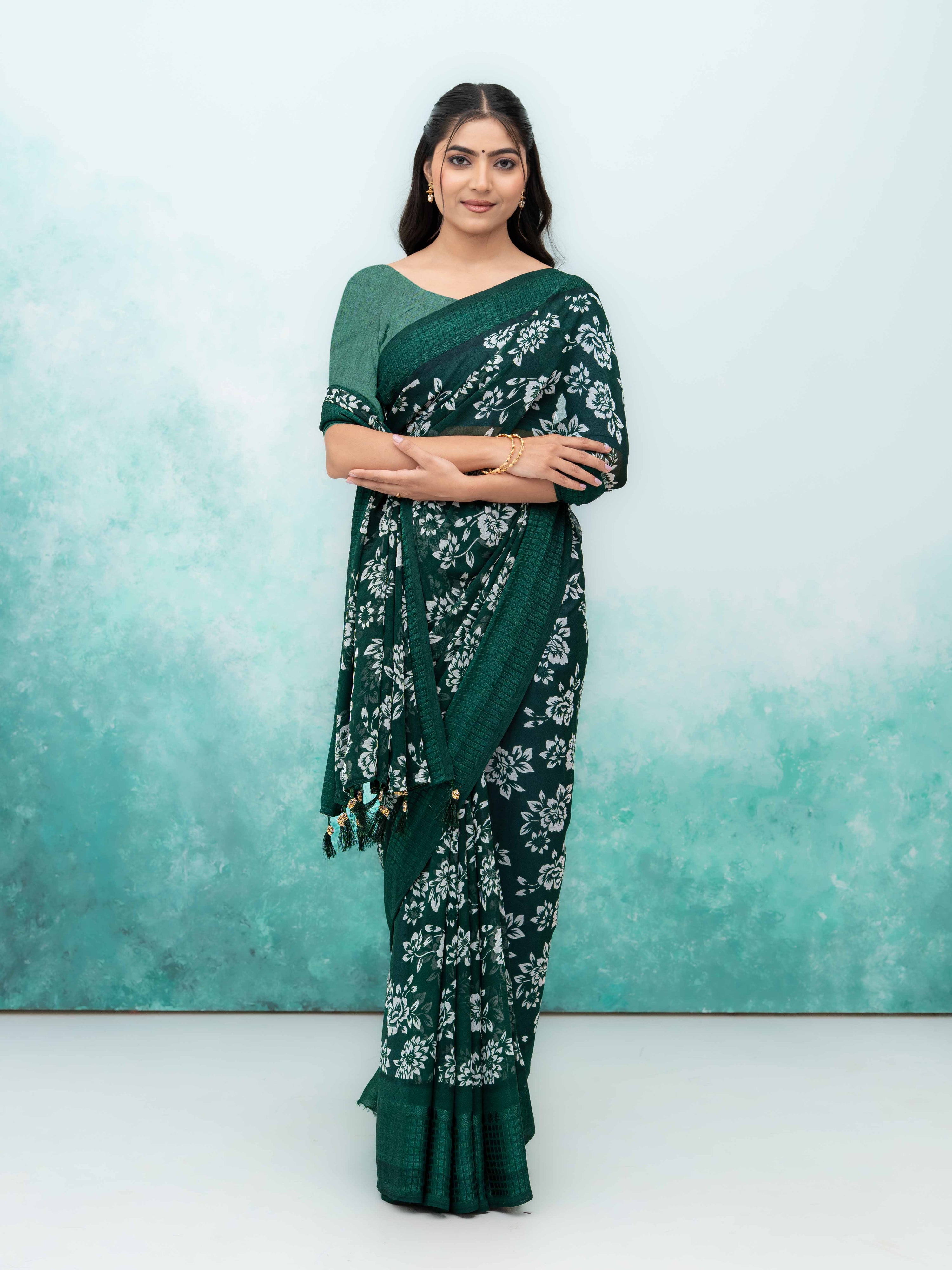 Green Georgette Saree