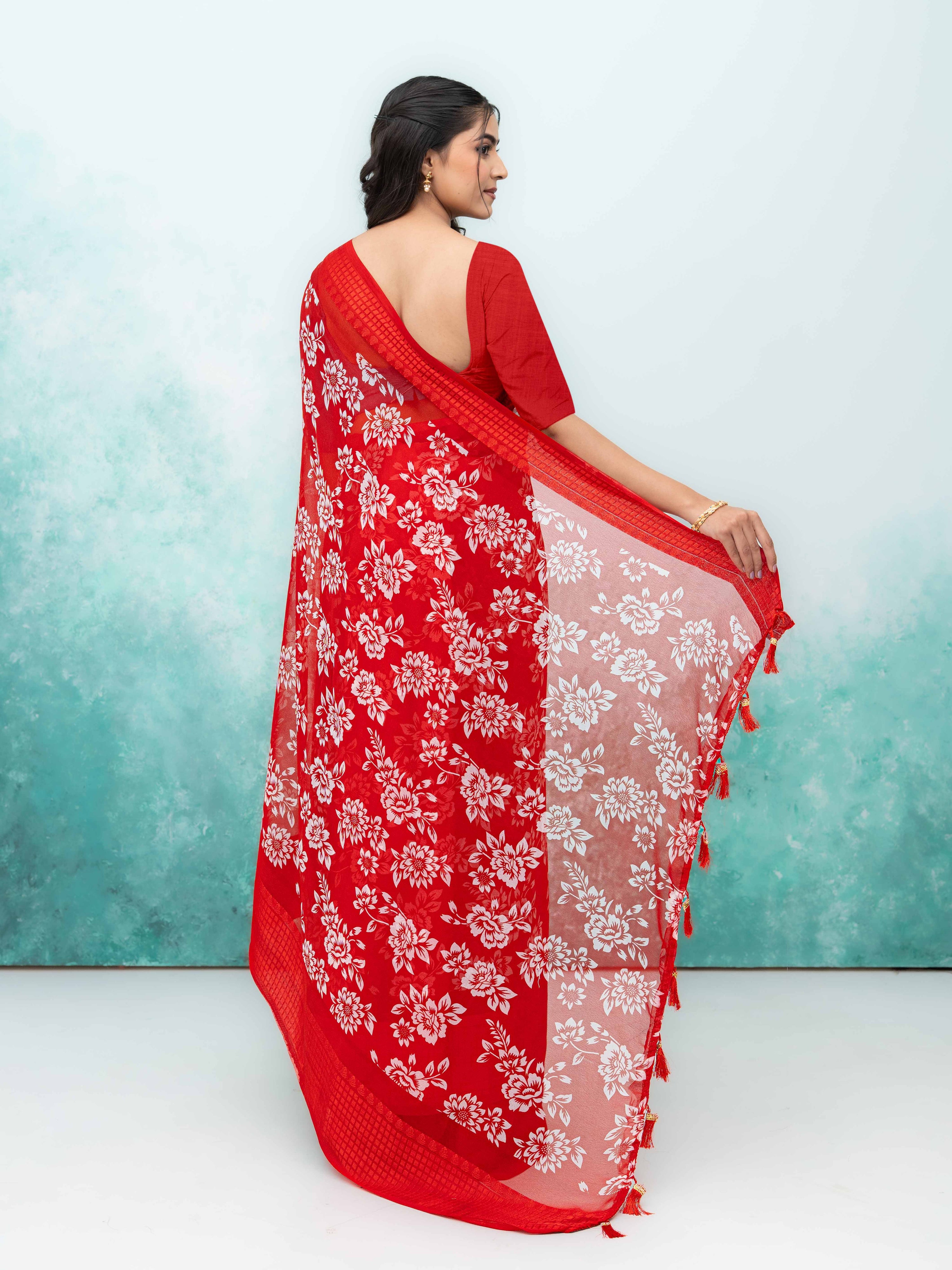 Red Georgette Saree
