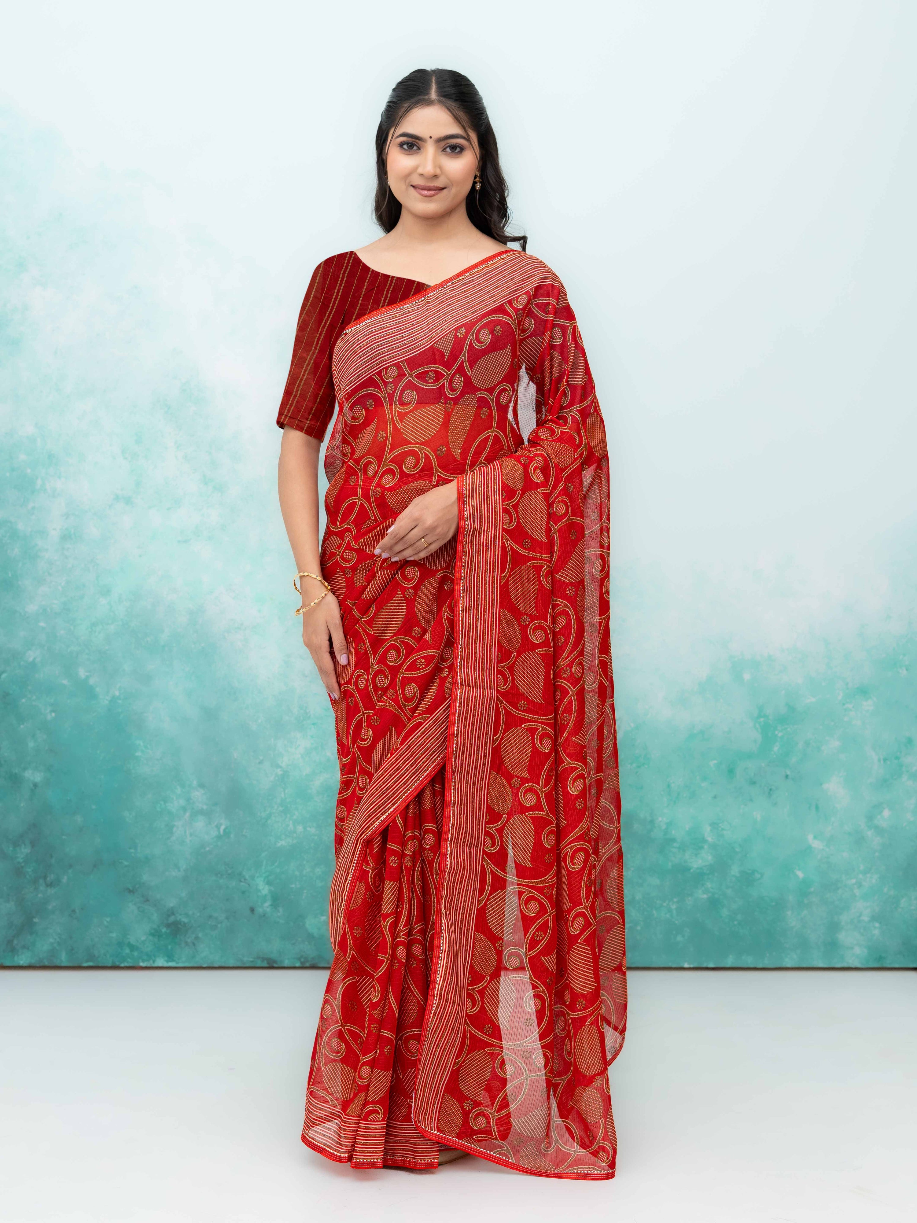 Red Georgette Saree