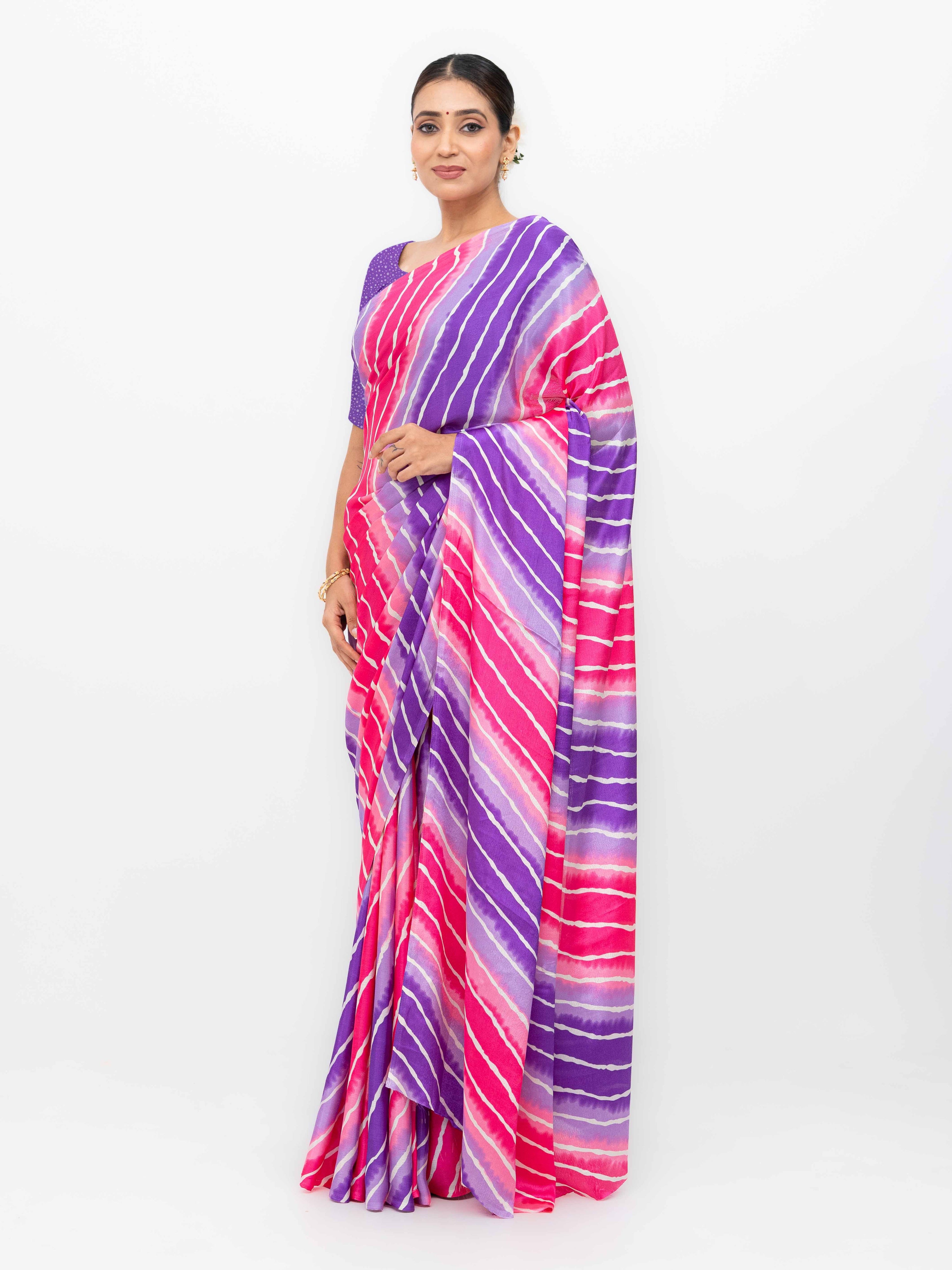 Purple & Pink Coral Silk Saree