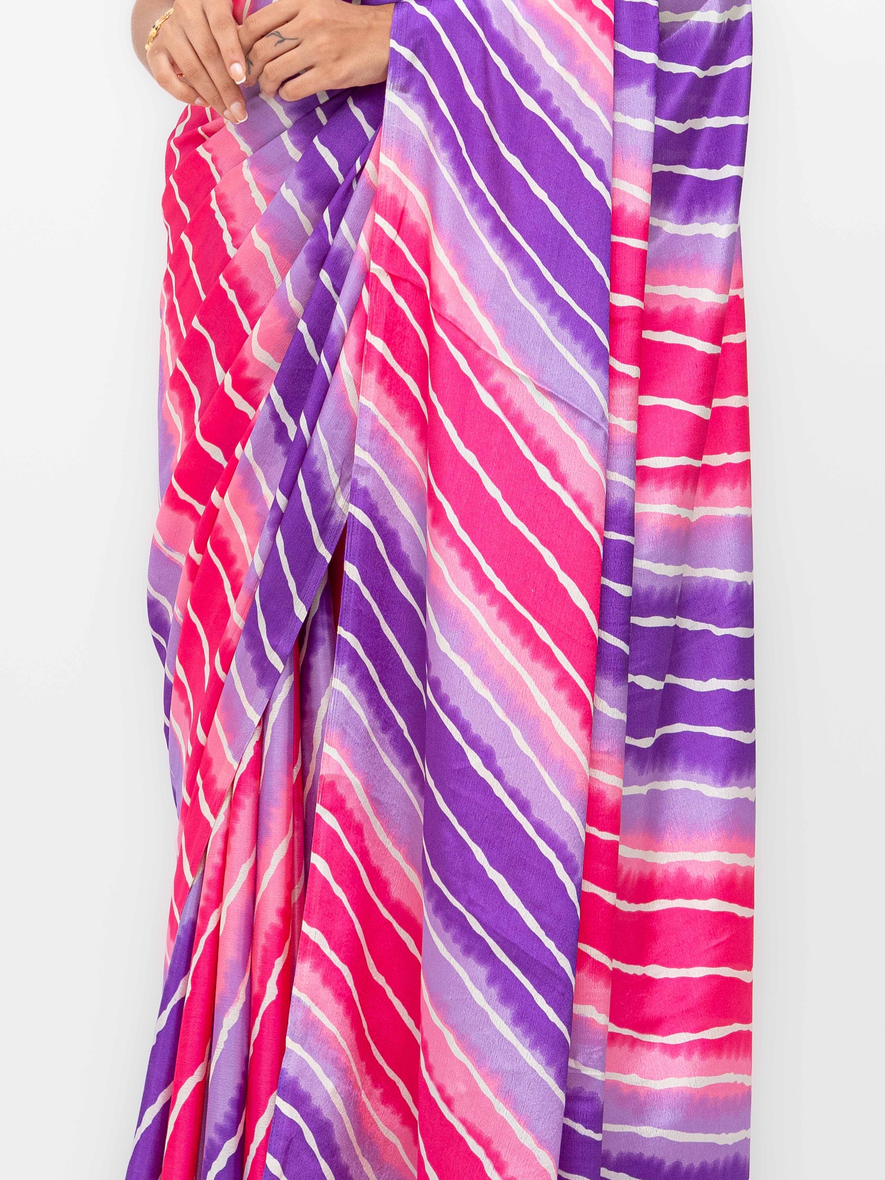 Purple & Pink Coral Silk Saree