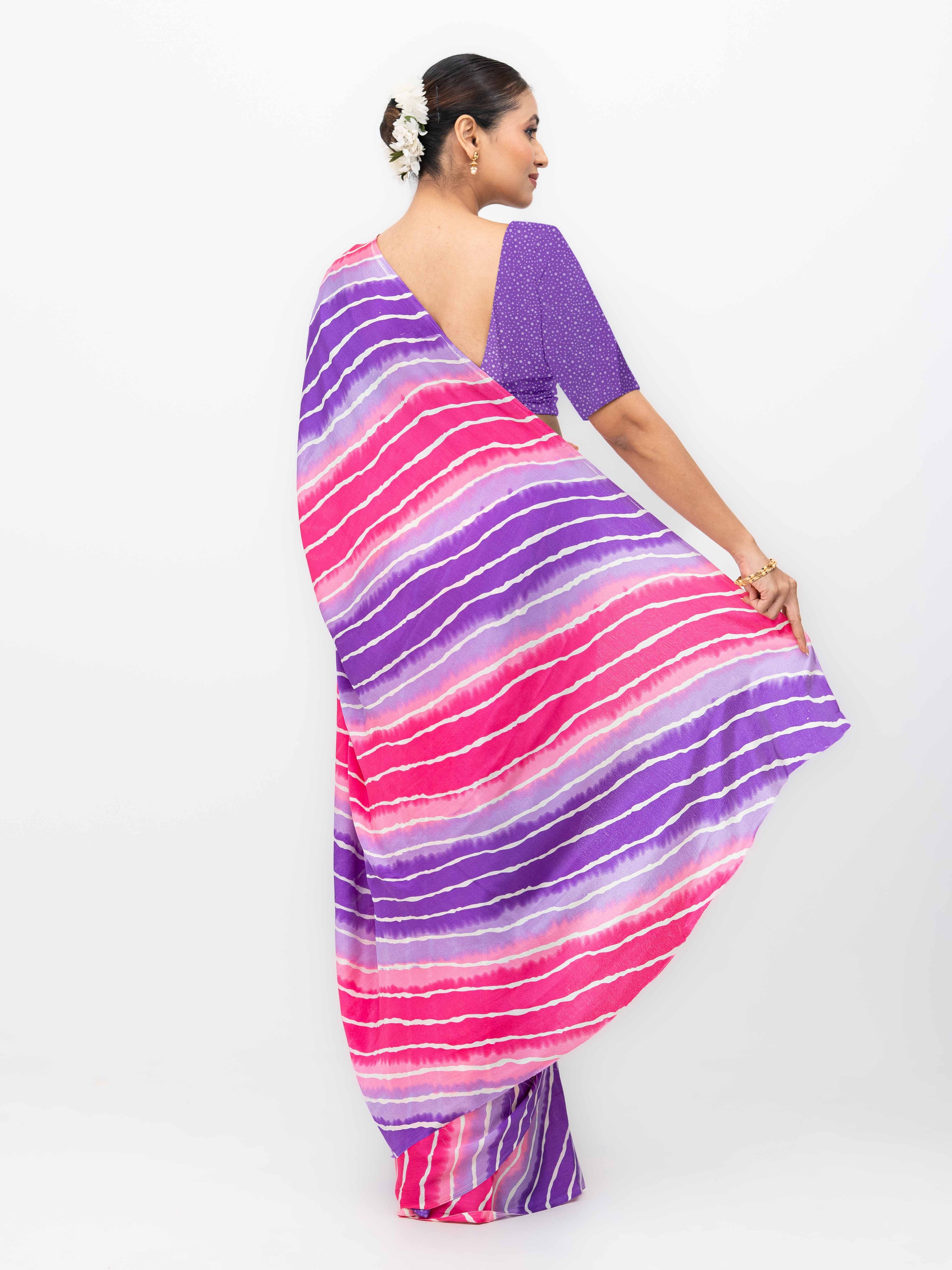 Purple & Pink Coral Silk Saree