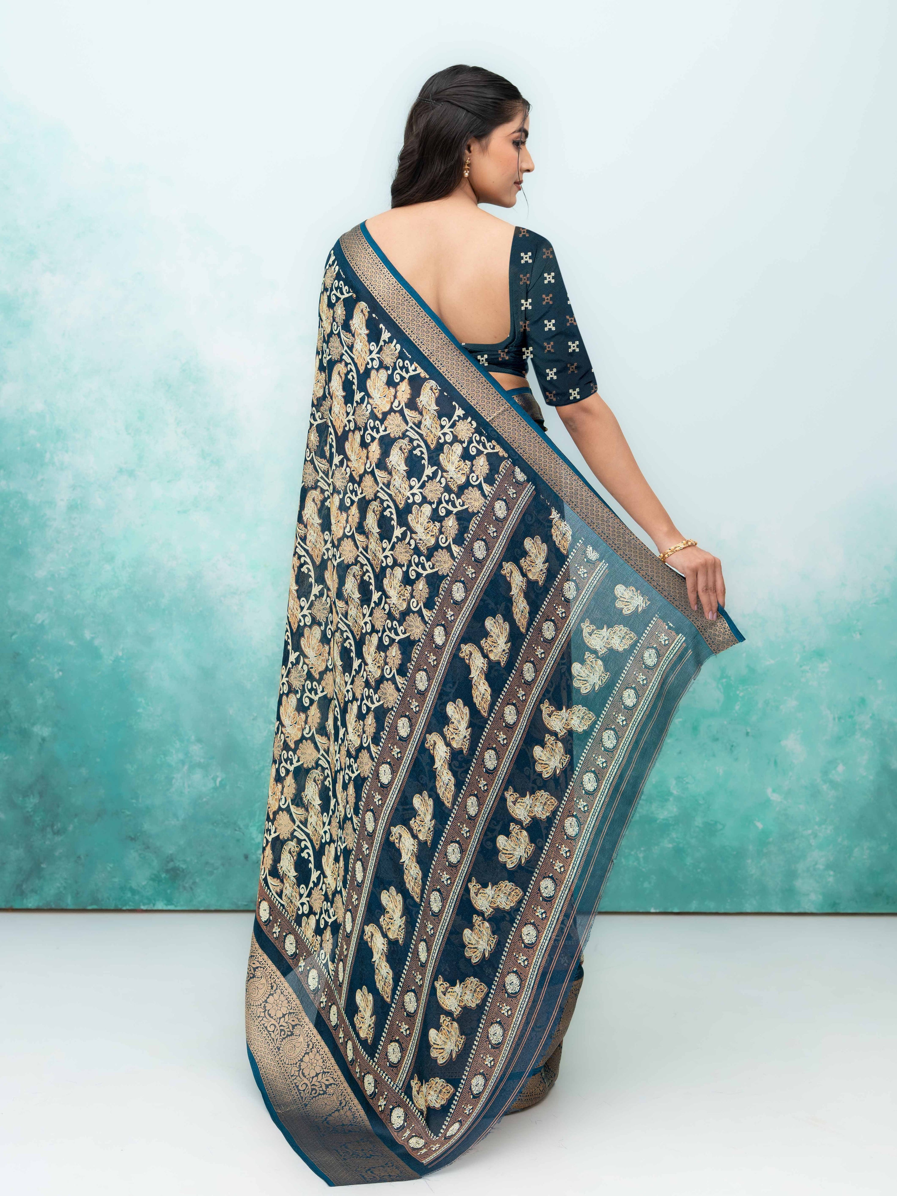 Navy Blue Brasov Saree