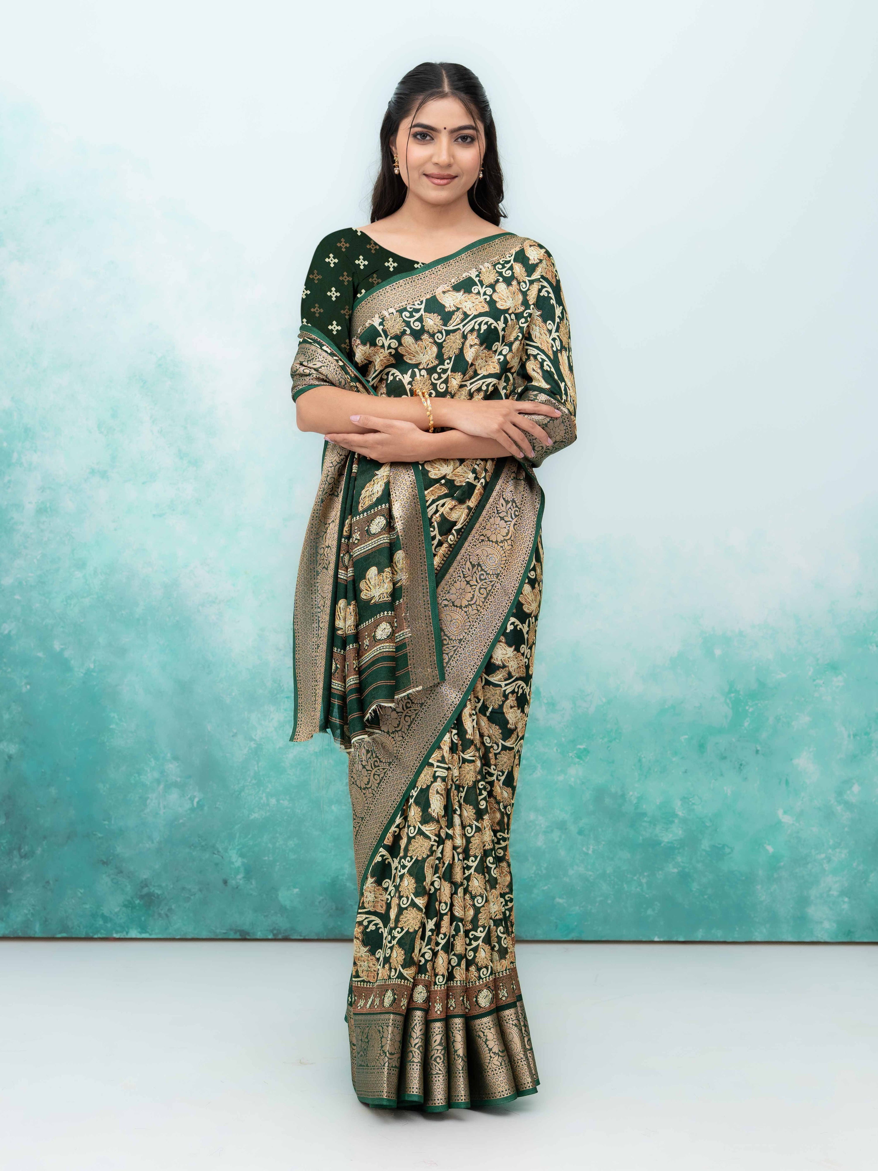 Dark Green Brasov Saree