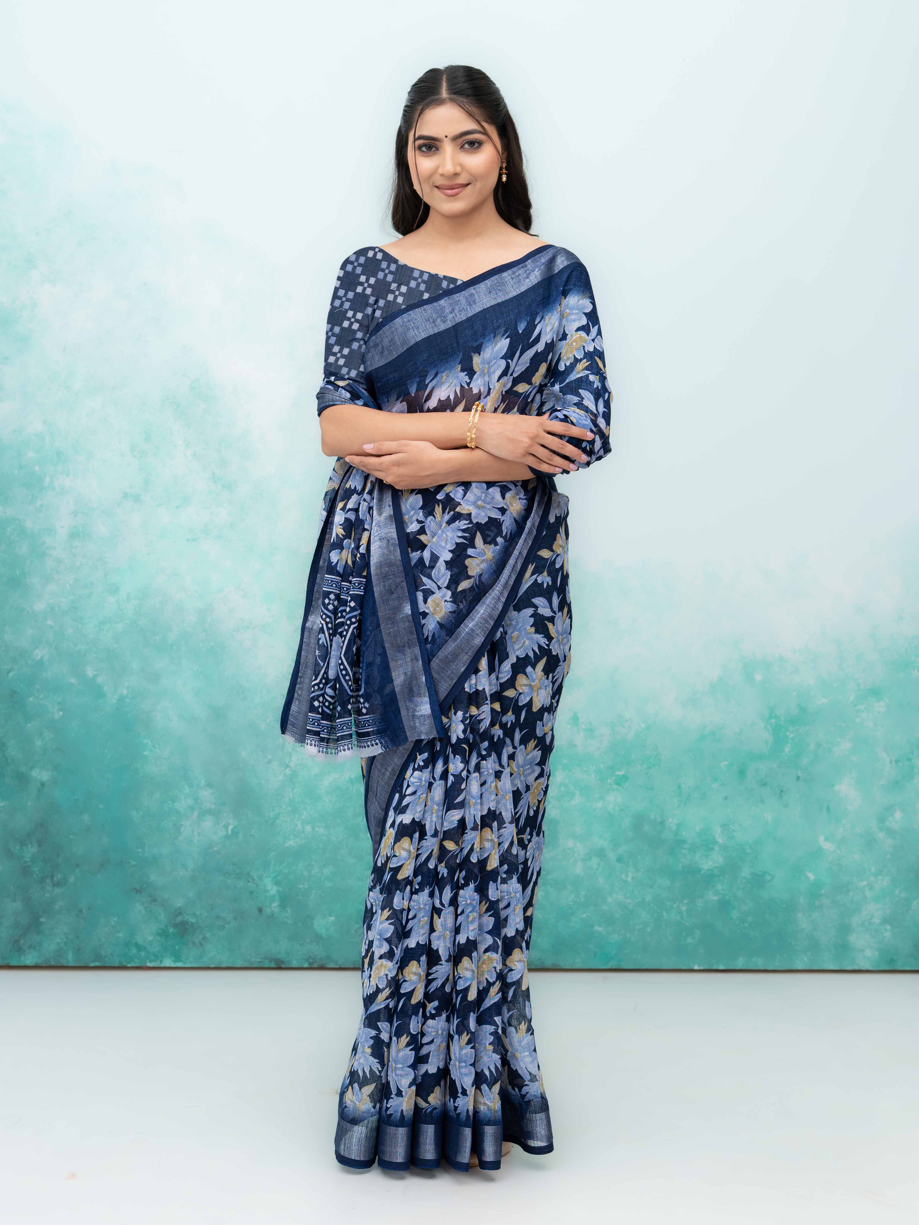 Navy Blue Weightless Saree